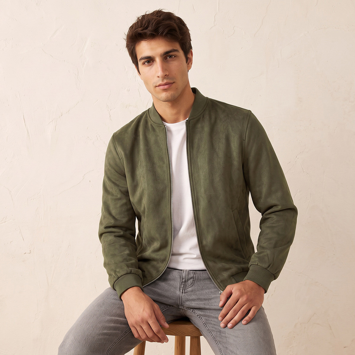 Splash Smart Suede Bomber Jacket with Zip Closure-men-clothing-jacketsandblazers-jackets-image-6