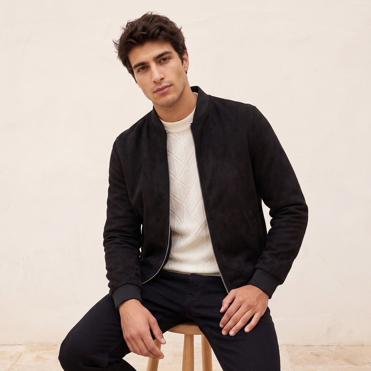 Splash Smart Suede Bomber Jacket with Zip Closure-men-clothing-jacketsandblazers-jackets-image-2