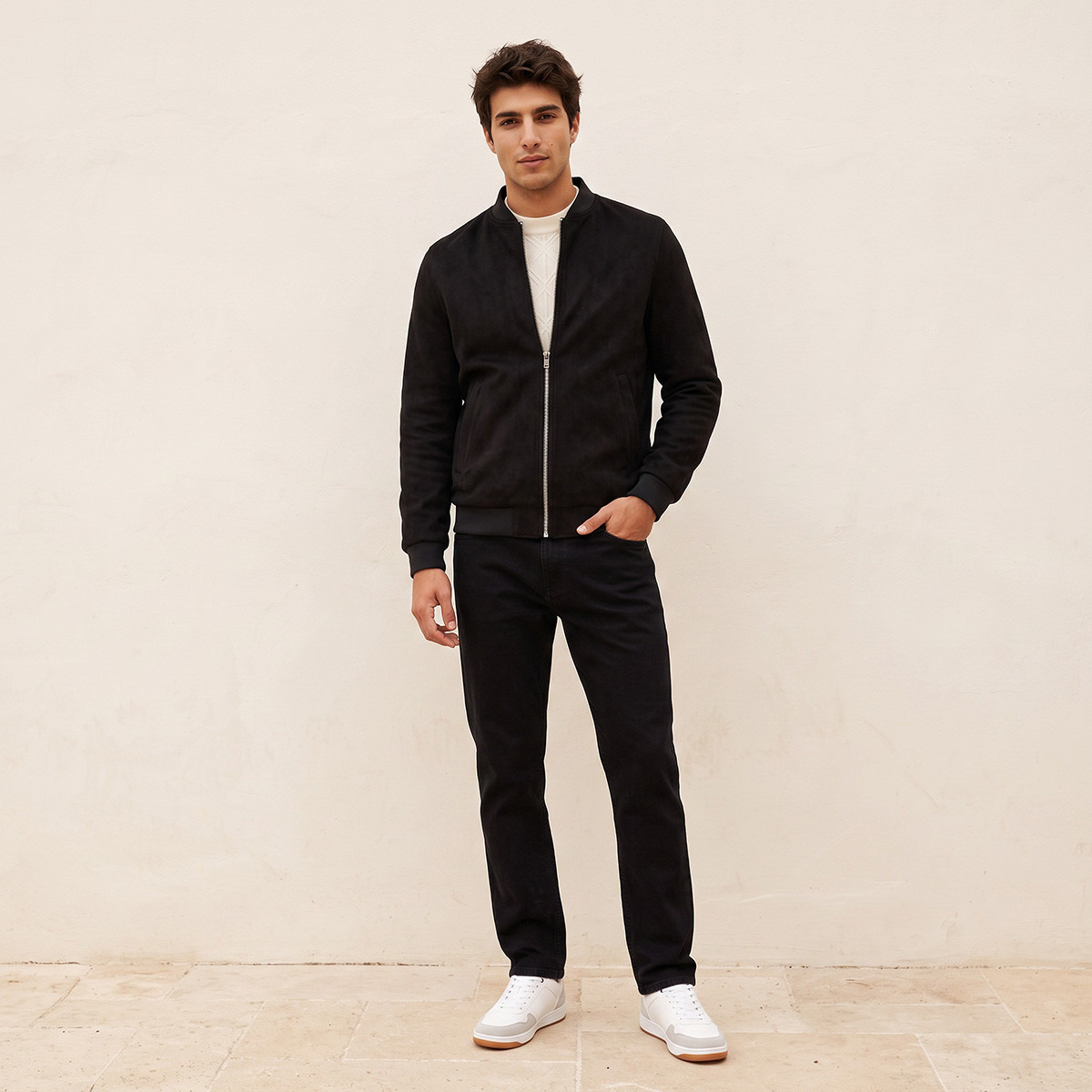 Splash Smart Suede Bomber Jacket with Zip Closure-men-clothing-jacketsandblazers-jackets-image-3