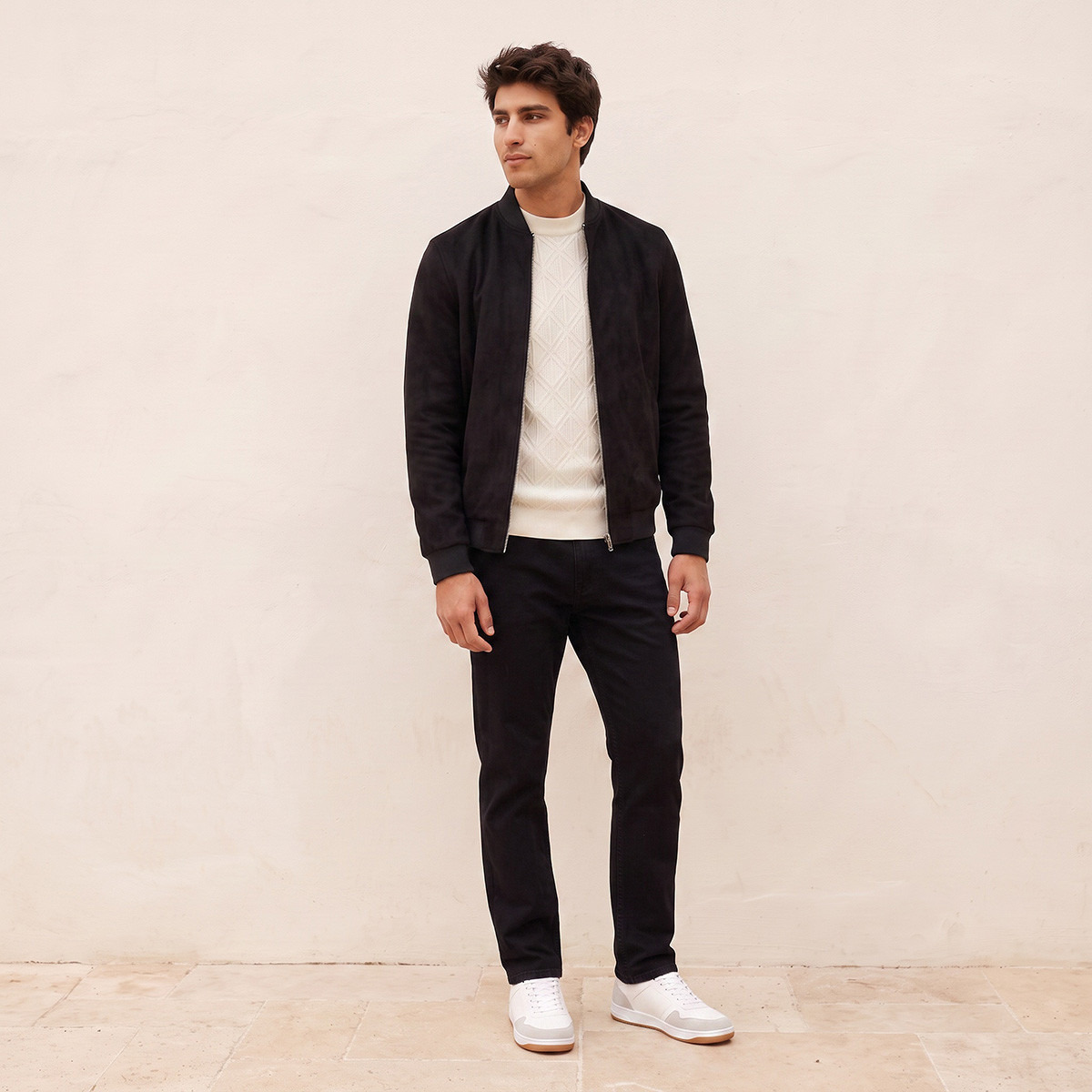 Splash Smart Suede Bomber Jacket with Zip Closure-men-clothing-jacketsandblazers-jackets-image-5