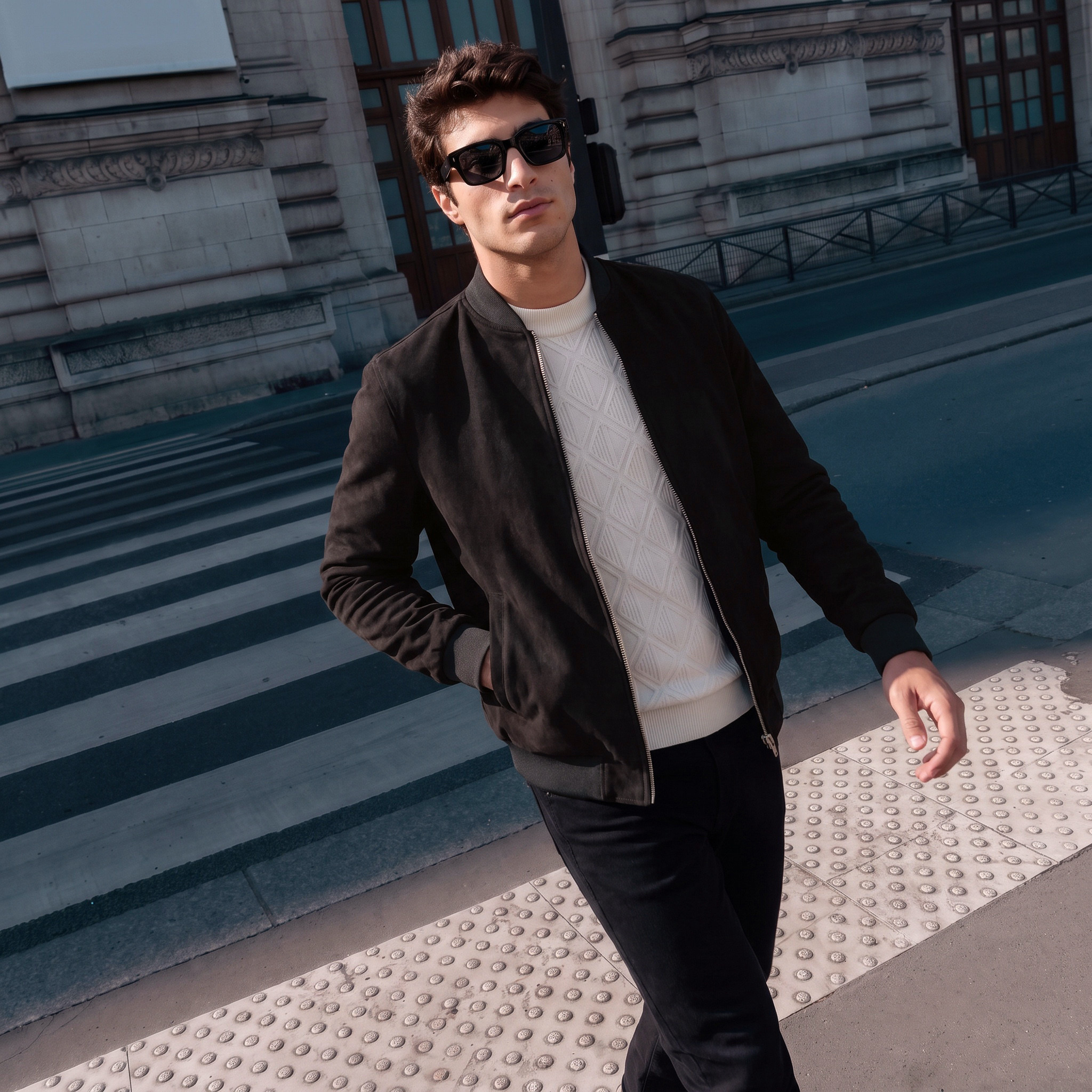 Splash Smart Suede Bomber Jacket with Zip Closure-men-clothing-jacketsandblazers-jackets-image-1