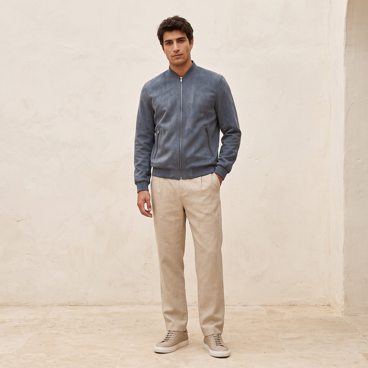 Splash Smart Suede Bomber Jacket with Zip Closure-men-clothing-jacketsandblazers-jackets-image-3