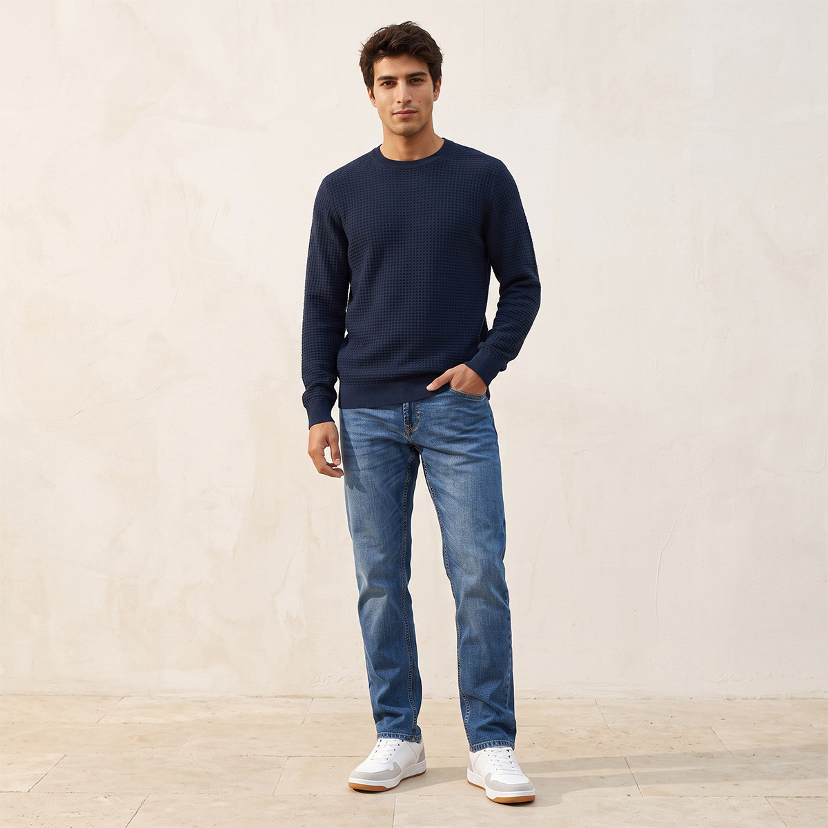 Splash Smart Crew Neck Textured Sweater-men-clothing-sweatersandpullovers-image-2