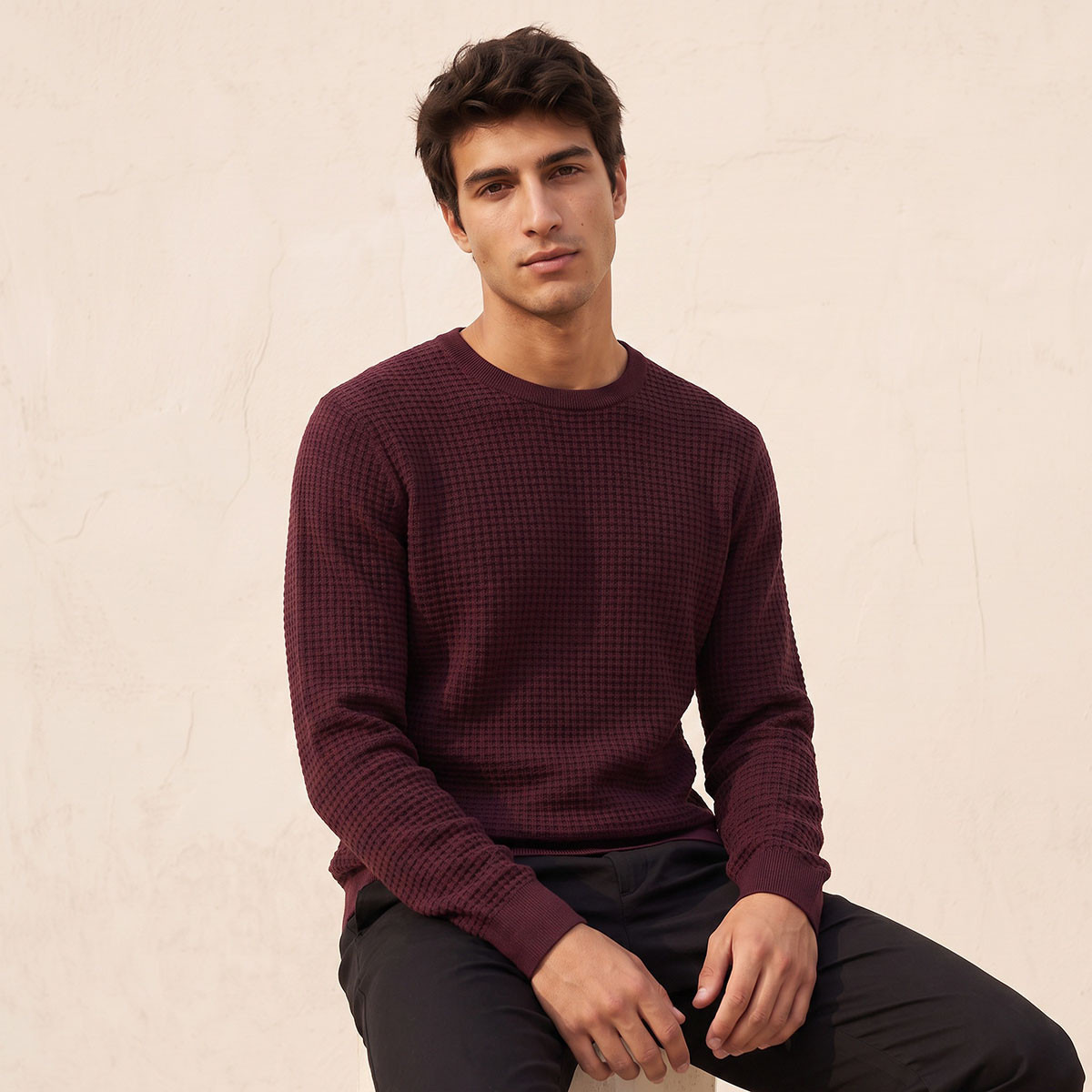 Splash Smart Crew Neck Textured Sweater-men-clothing-sweatersandpullovers-image-1