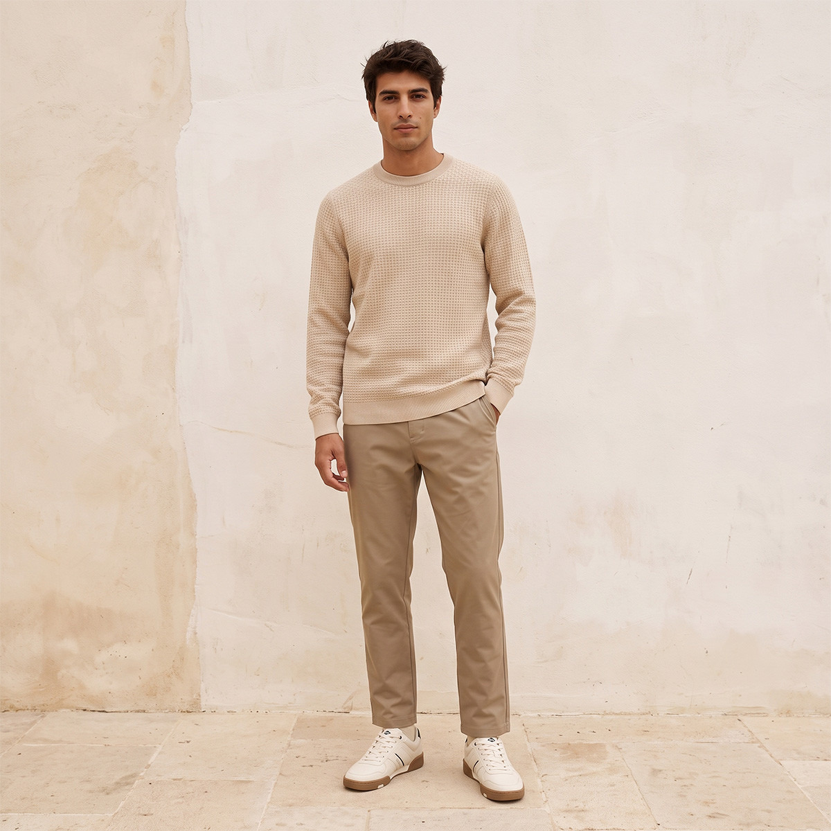 كنزة بارزة الملمس بياقة ضيقة من سبلاش سمارت-men-clothing-sweatersandpullovers-image-2