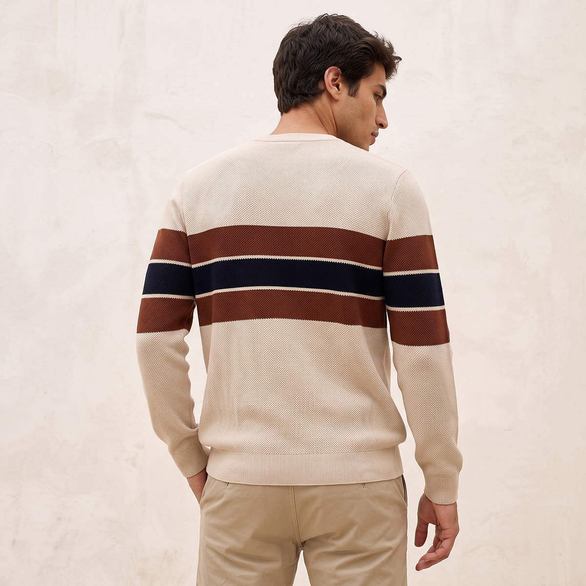 كنزة مخططة بياقة ضيقة من سبلاش سمارت-men-clothing-sweatersandpullovers-image-3