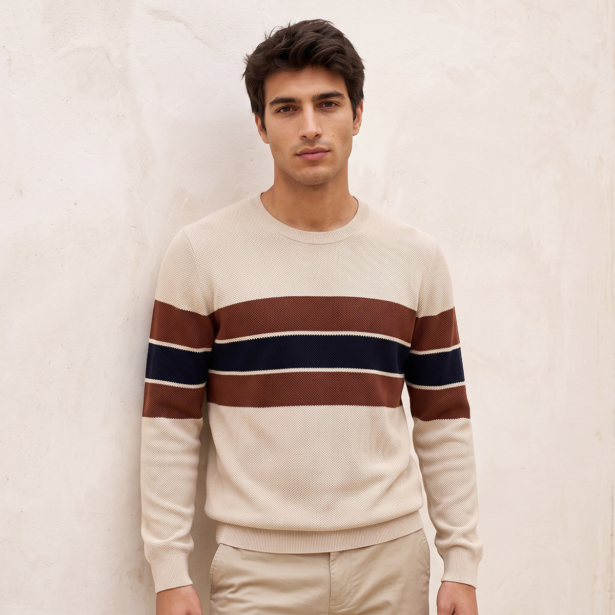 كنزة مخططة بياقة ضيقة من سبلاش سمارت-men-clothing-sweatersandpullovers-image-6