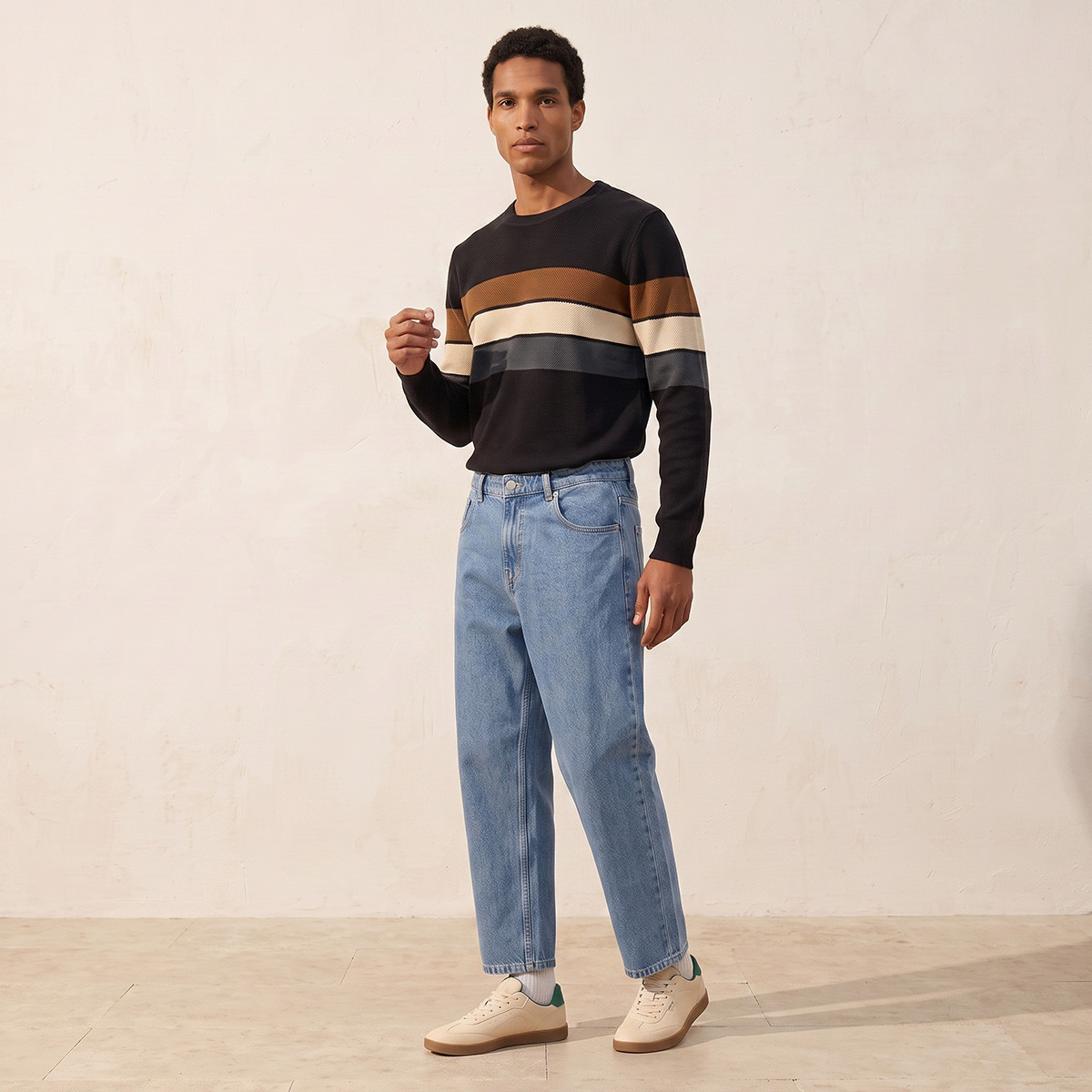 كنزة مخططة بياقة ضيقة من سبلاش سمارت-men-clothing-sweatersandpullovers-image-4