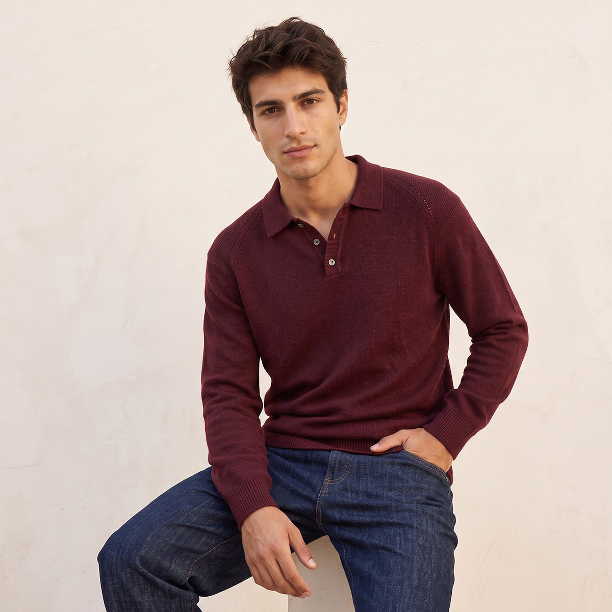 Splash Smart Collared Textured Sweater-men-clothing-sweatersandpullovers-image-2