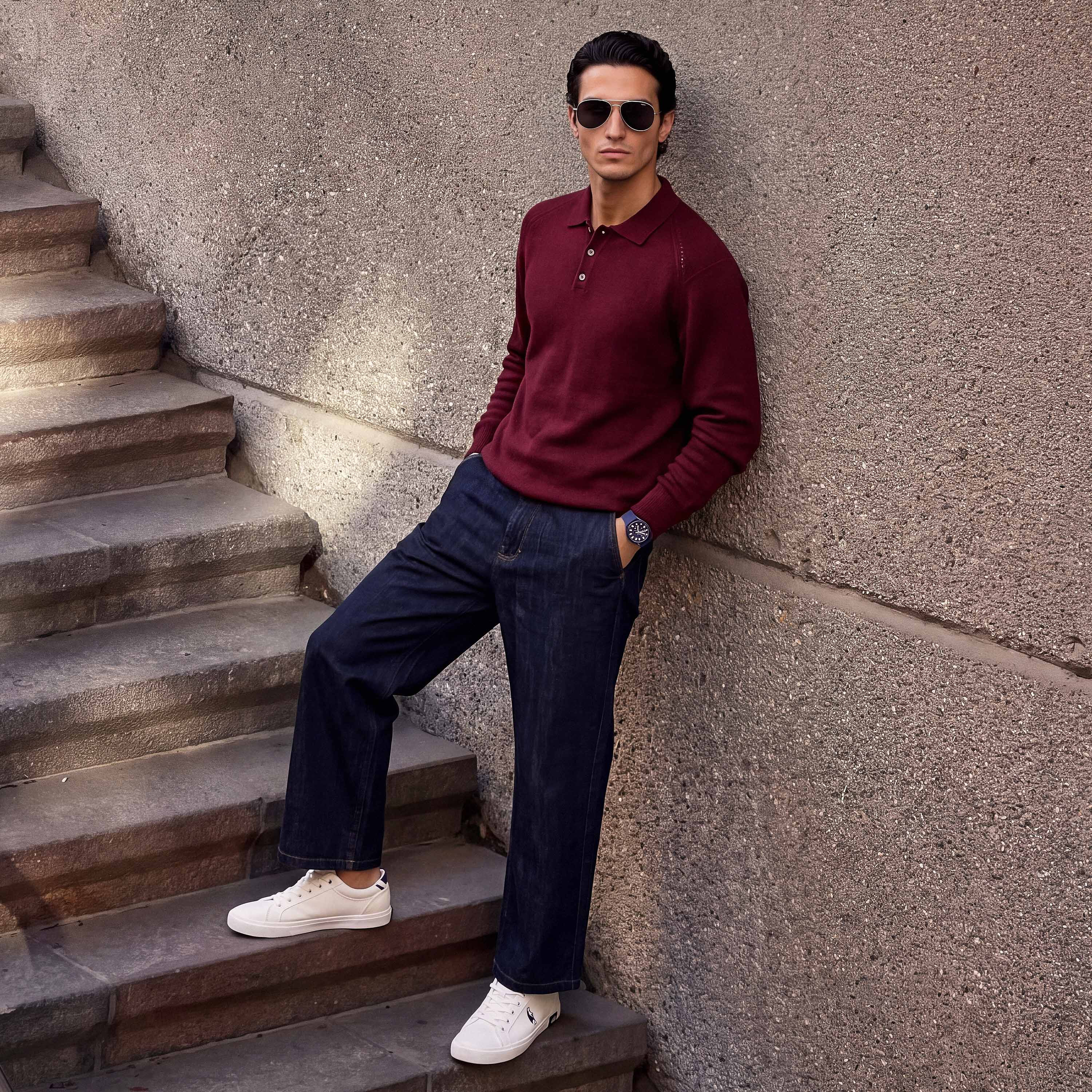 Splash Smart Collared Textured Sweater-men-clothing-sweatersandpullovers-image-1