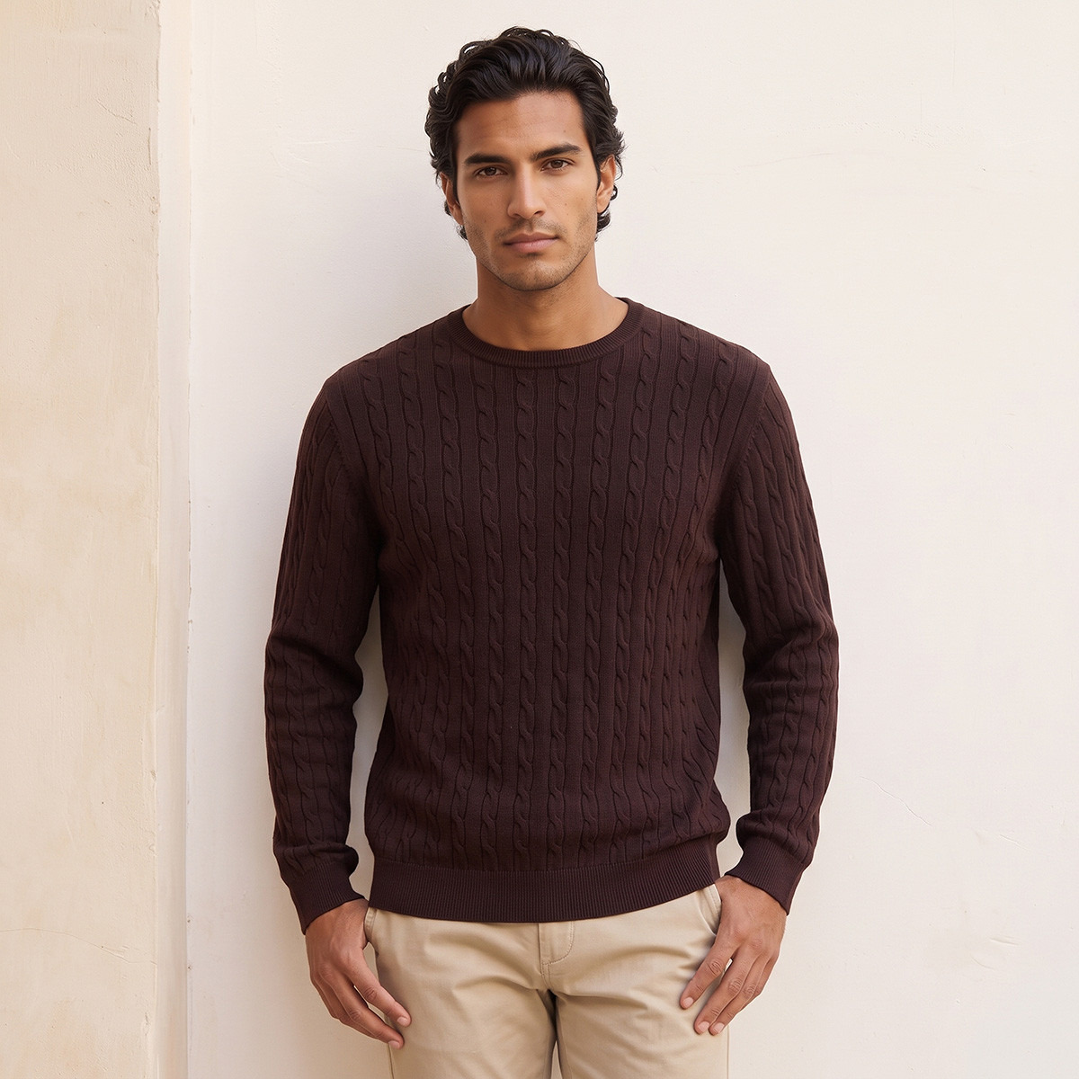 Splash Smart Cable Knit Crew Neck Sweater-men-clothing-sweatersandpullovers-image-1