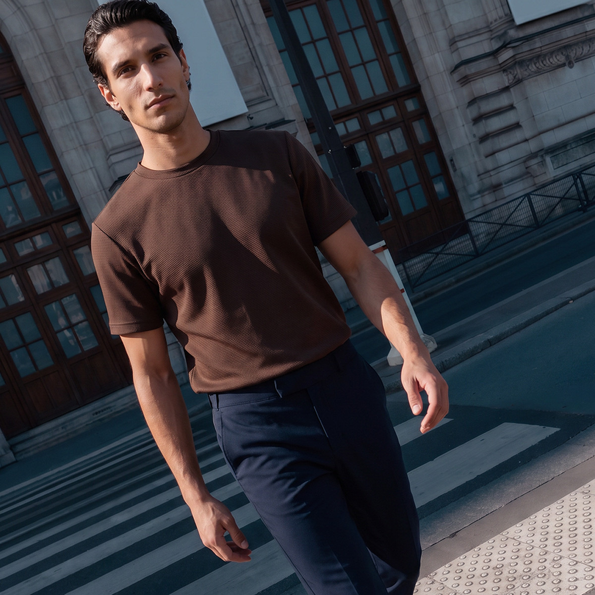 Love Pangolin Waffle Textured Crew Neck T-shirt-men-clothing-tshirtsandpolos-tshirts-image-1
