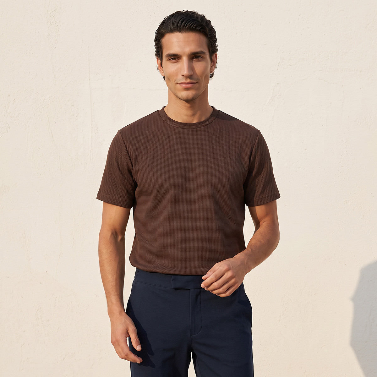 Love Pangolin Waffle Textured Crew Neck T-shirt-men-clothing-tshirtsandpolos-tshirts-image-4