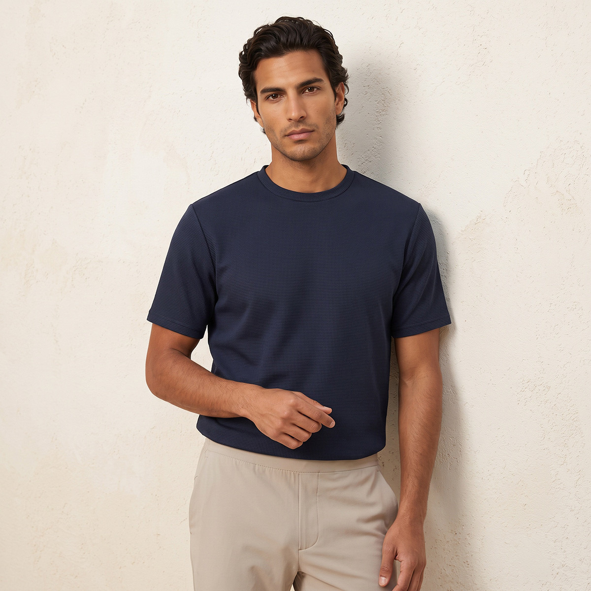 Love Pangolin Waffle Textured Crew Neck T-shirt-men-clothing-tshirtsandpolos-tshirts-image-4