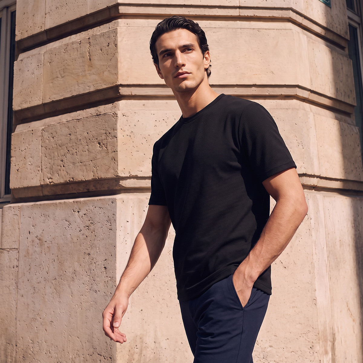 تيشيرت بارز الملمس بياقة دائرية من بانجولين لوف-men-clothing-tshirtsandpolos-tshirts-image-1