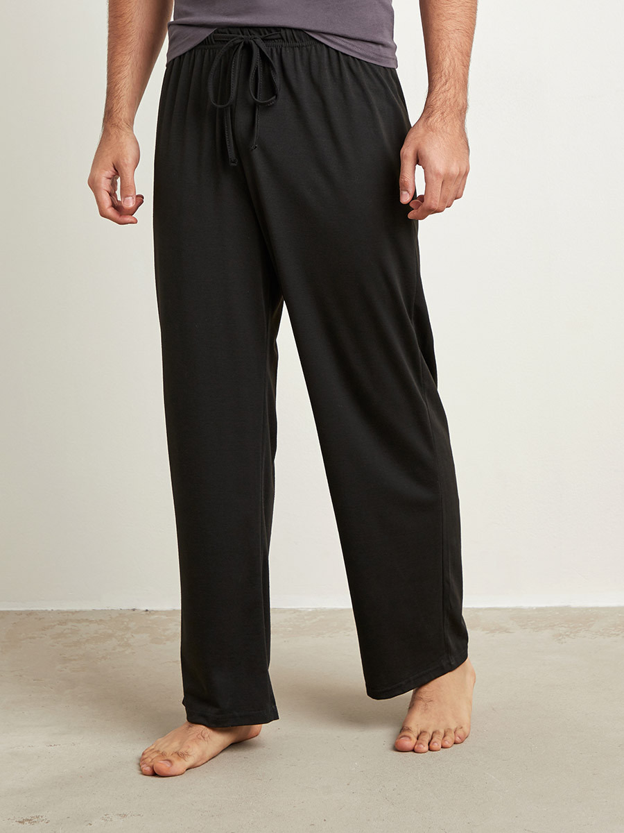 Plain Drawcord Waist Relaxed Fit Lounge Pants-men-clothing-nightwear-pyjamaandshorts-image-1