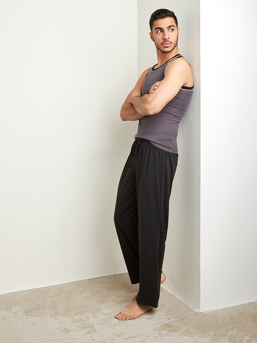 Plain Drawcord Waist Relaxed Fit Lounge Pants-men-clothing-nightwear-pyjamaandshorts-image-2