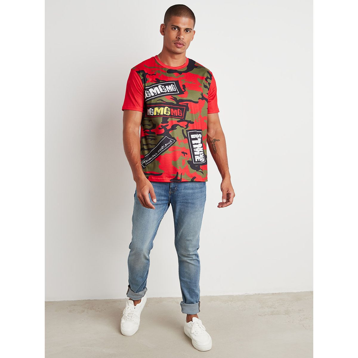 Styli Camo Slogan Printed Round Neck T-shirt with Short Sleeves-men-clothing-tshirtsandpolos-tshirts-image-2