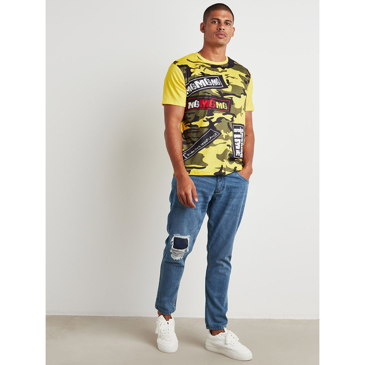 Styli Camo Slogan Printed Round Neck T-shirt with Short Sleeves-men-clothing-tshirtsandpolos-tshirts-image-2