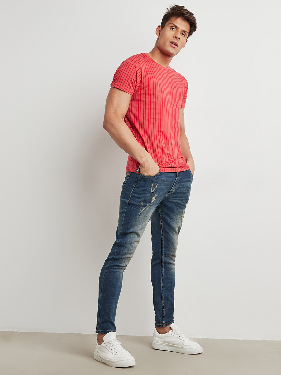 تيشيرت مخطط بقصة ضيقة-men-clothing-tshirtsandpolos-tshirts-image-2
