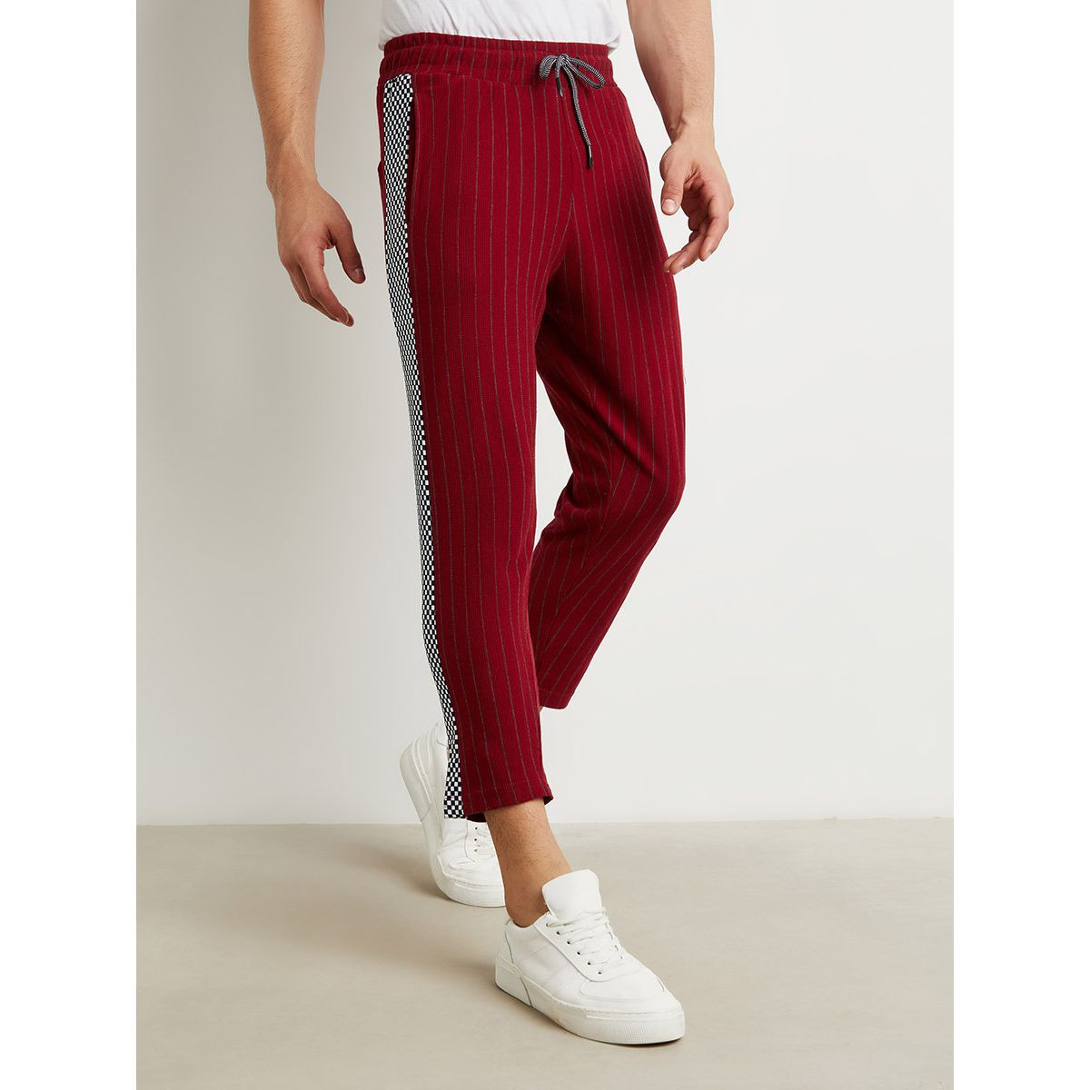 Styli Contrast Side Checked Tape Detail Jogger-men-clothing-bottoms-joggers-image-1