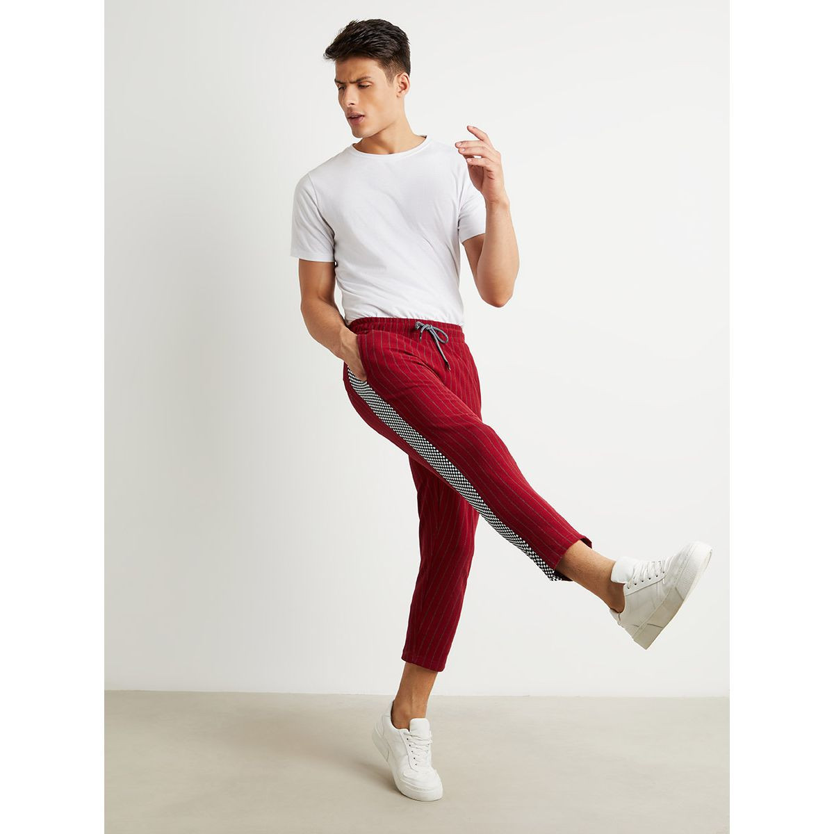 Styli Contrast Side Checked Tape Detail Jogger-men-clothing-bottoms-joggers-image-2
