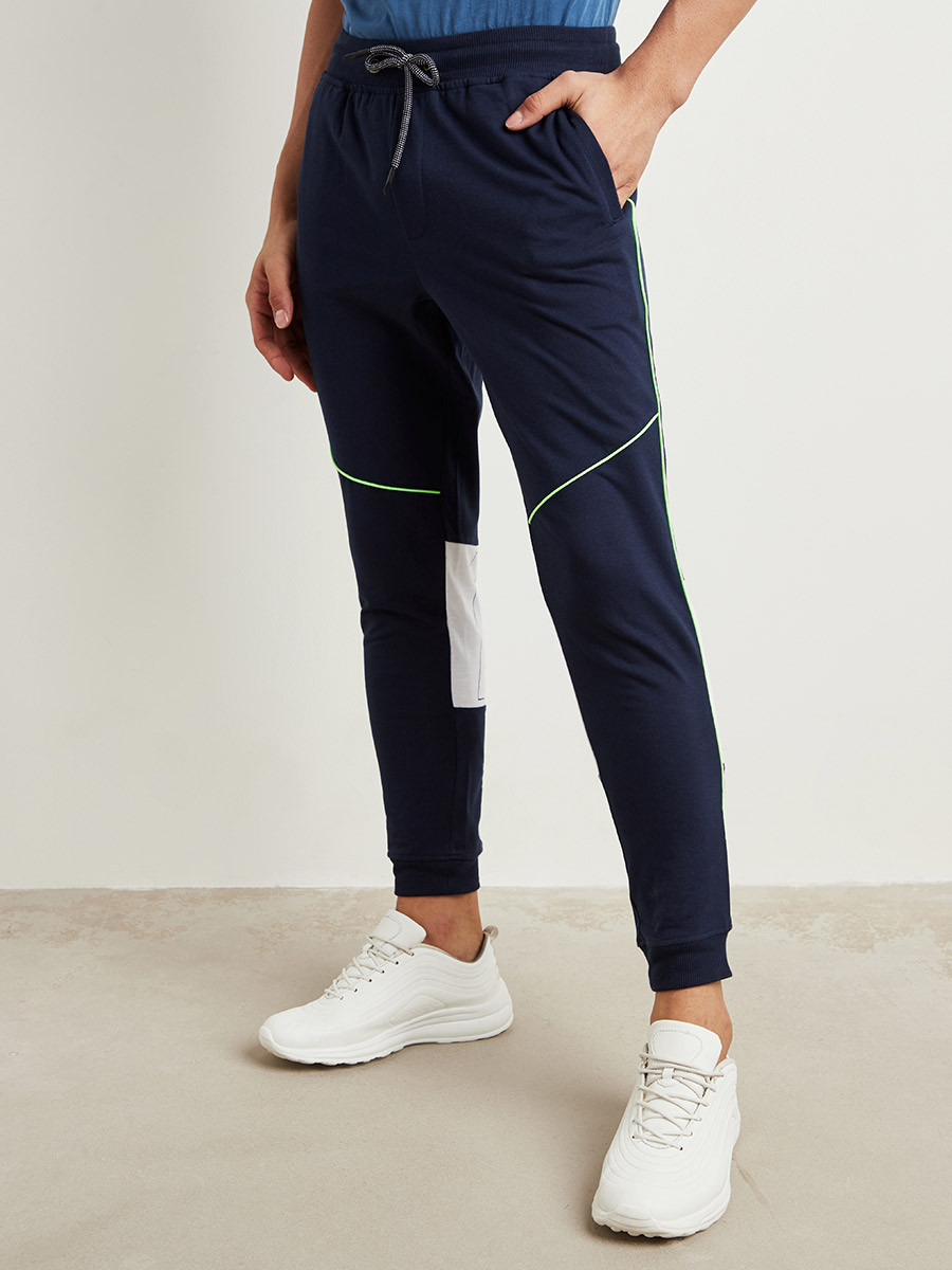 Styli Contrast Trim Cuffed Joggers with Side Pocket-men-clothing-bottoms-joggers-image-1