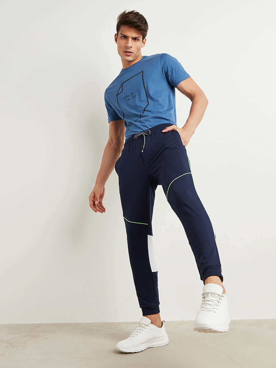 Styli Contrast Trim Cuffed Joggers with Side Pocket-men-clothing-bottoms-joggers-image-2