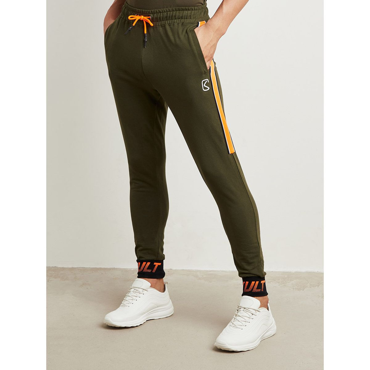 Styli Printed Cuffed Contrast Drawstring Waist Joggers-men-clothing-bottoms-joggers-image-1