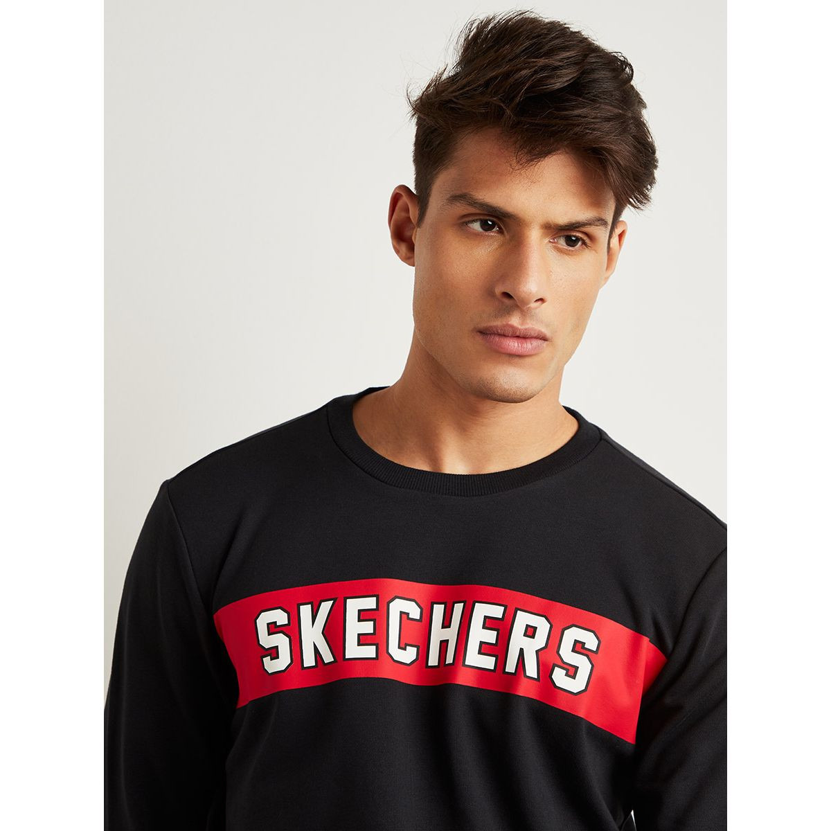 Skechers Wordmark Printed Round Neck Sweatshirt with Long Sleeves-men-winterwear-hoodiesandsweatshirts-image-5