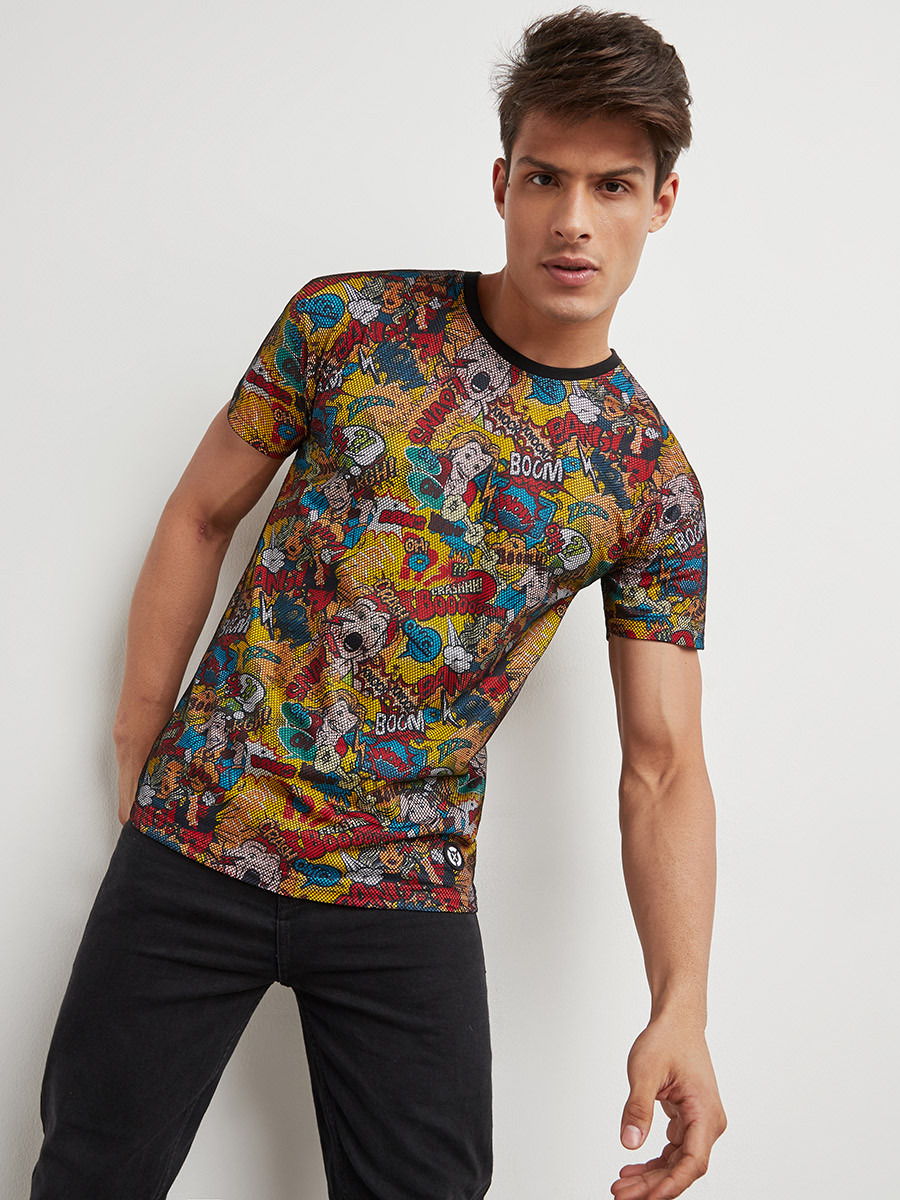 تيشيرت مطبوع بتفاصيل شبكية-men-clothing-tshirtsandpolos-tshirts-image-1