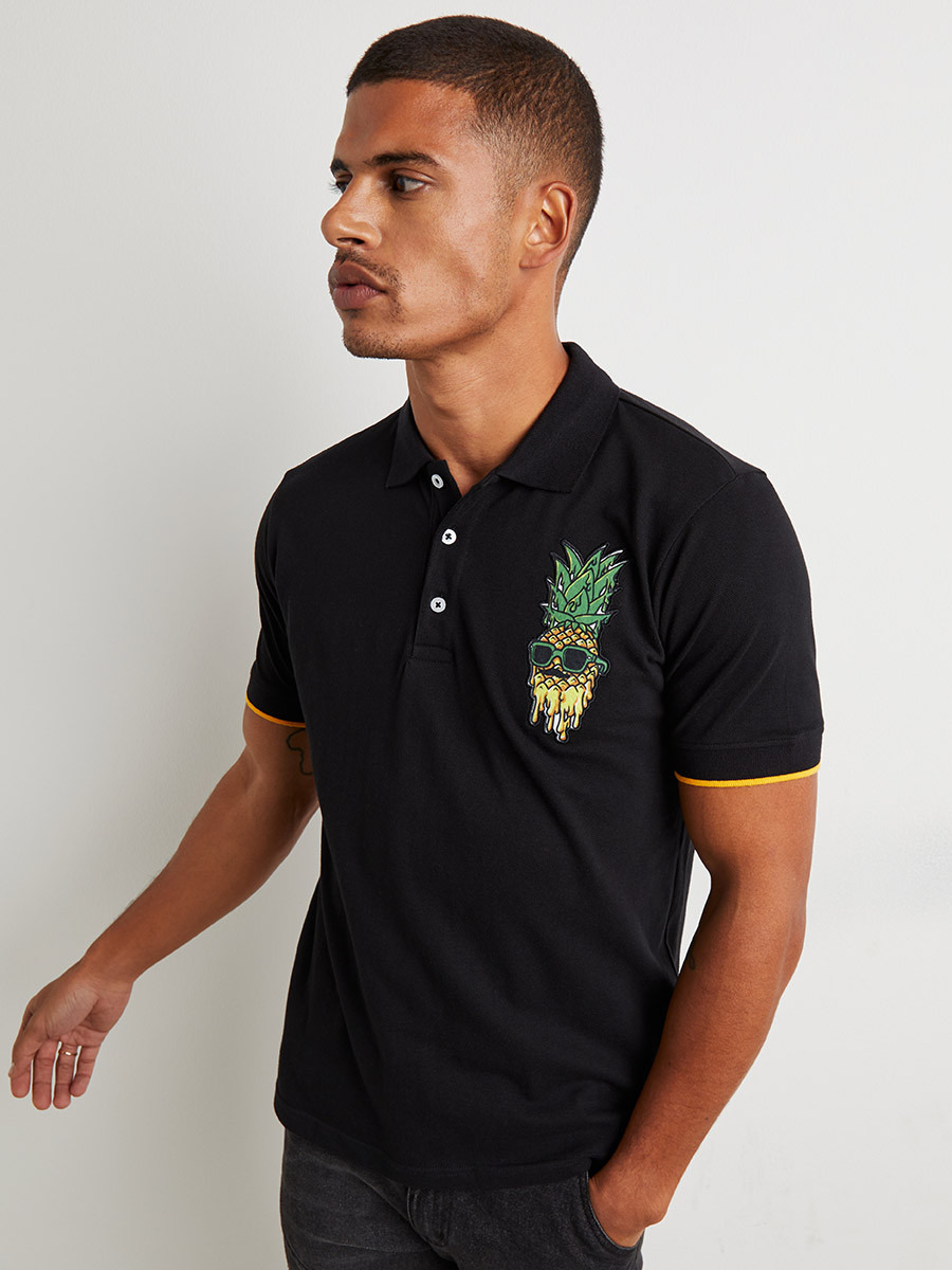 Pineapple Print Polo Neck T-shirt-men-clothing-tshirtsandpolos-polos-image-1