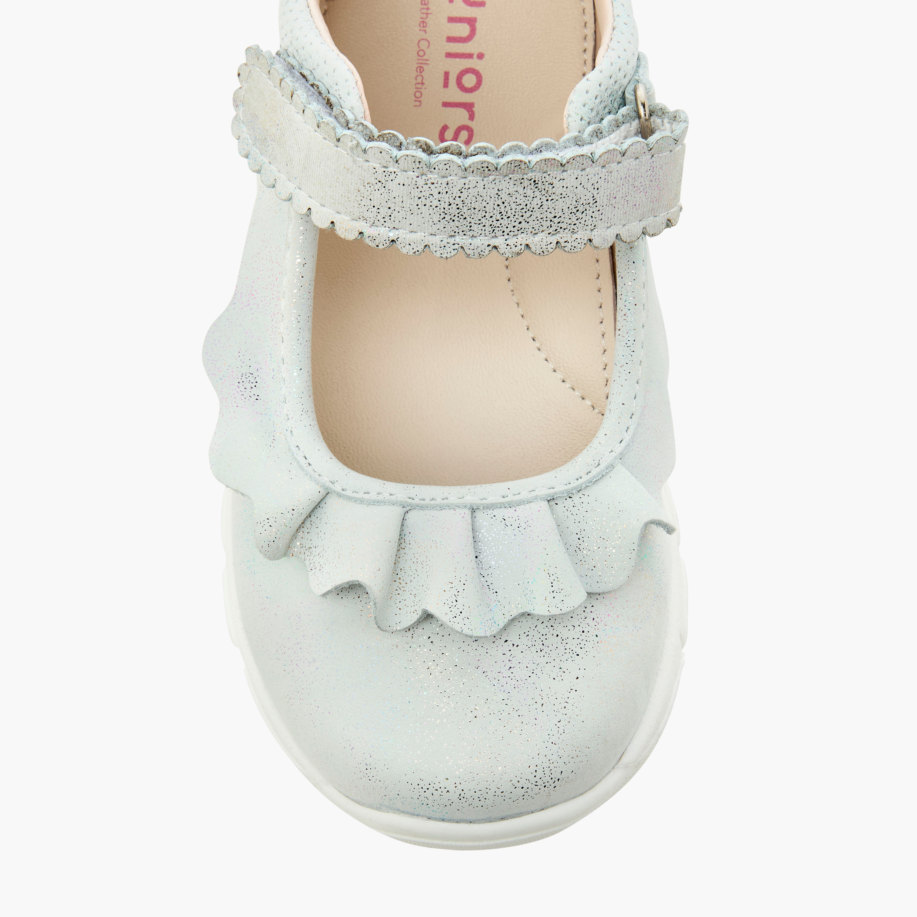 Juniors Textured Mary Jane Shoes with Hook and Loop Closure-girls-shoes-maryjanes-image-10