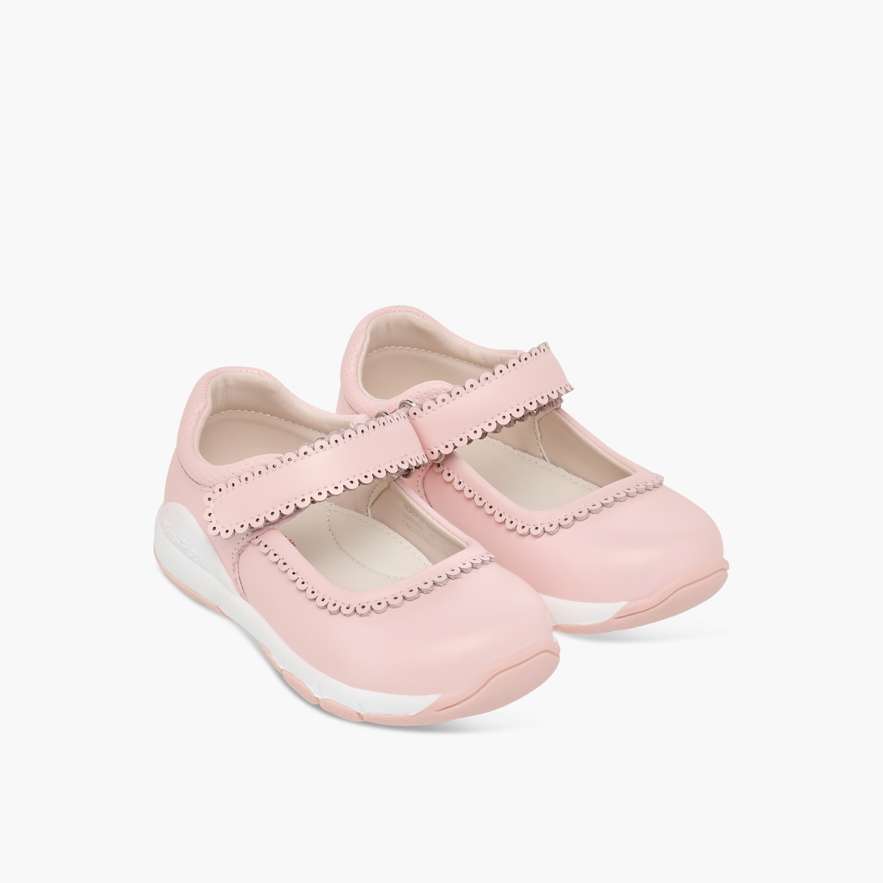Barefeet Textured Mary Jane Shoes with Hook and Loop Closure-girls-shoes-maryjanes-image-1
