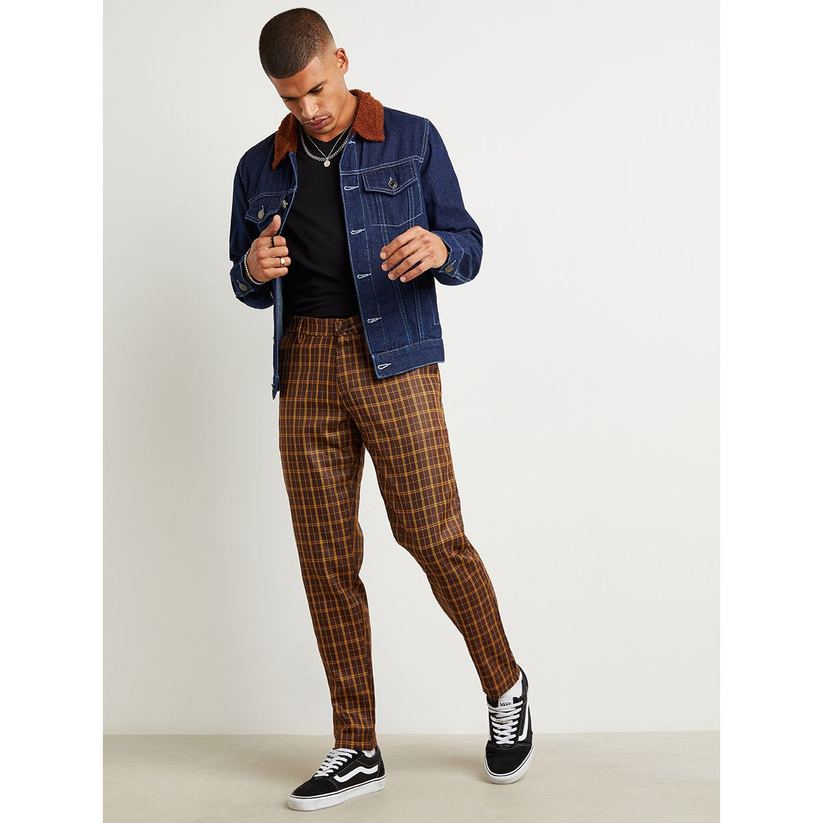 Styli Shearling Collar Denim Jacket with Button Closure-men-clothing-jacketsandblazers-jackets-image-2