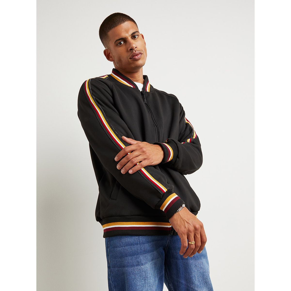 Styli Contrast Stripe Zip Up Jacket-men-clothing-jacketsandblazers-jackets-image-1