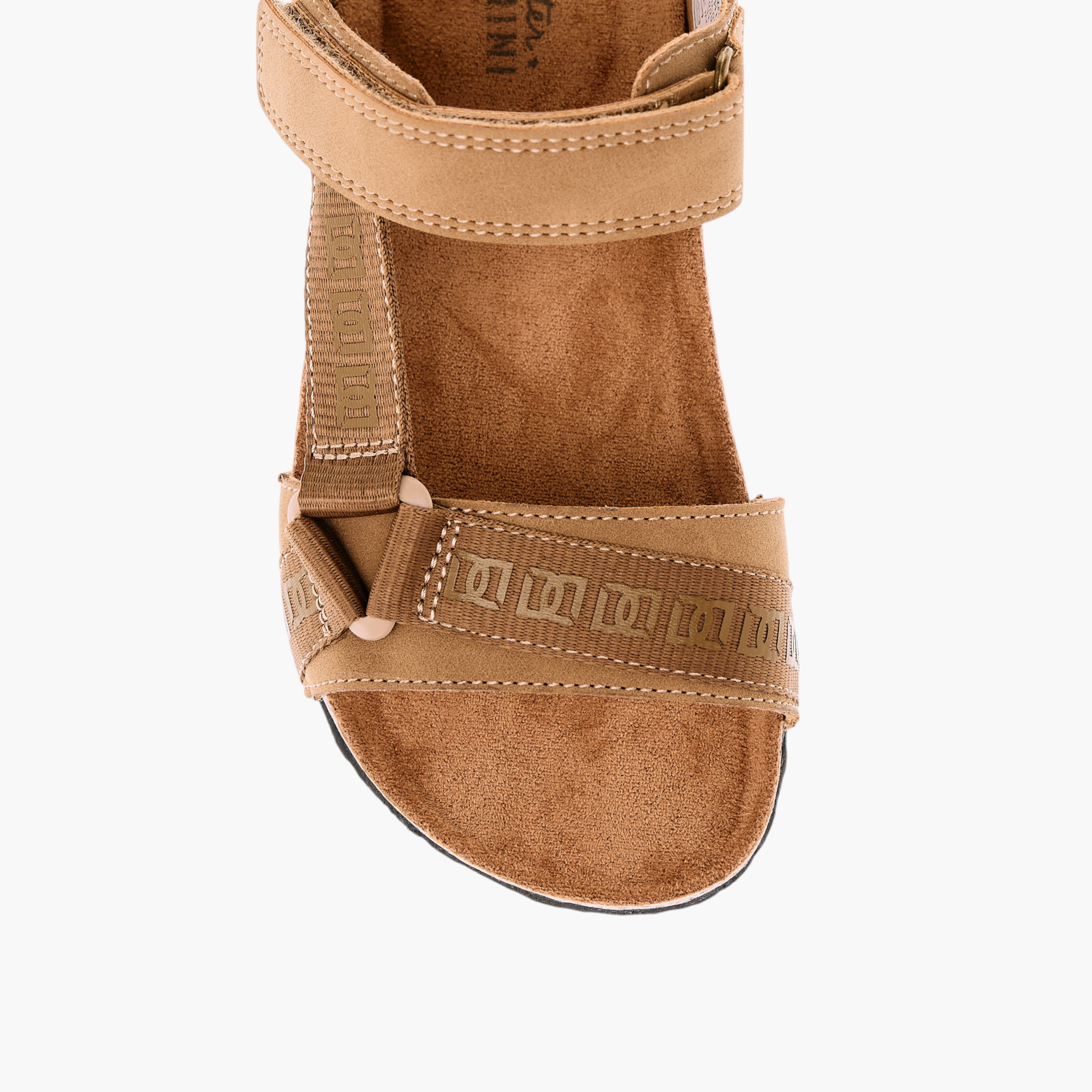 Mister Duchini Monogram Print Strap Sandals with Hook and Loop Closure-boys-shoes-sandals-image-3