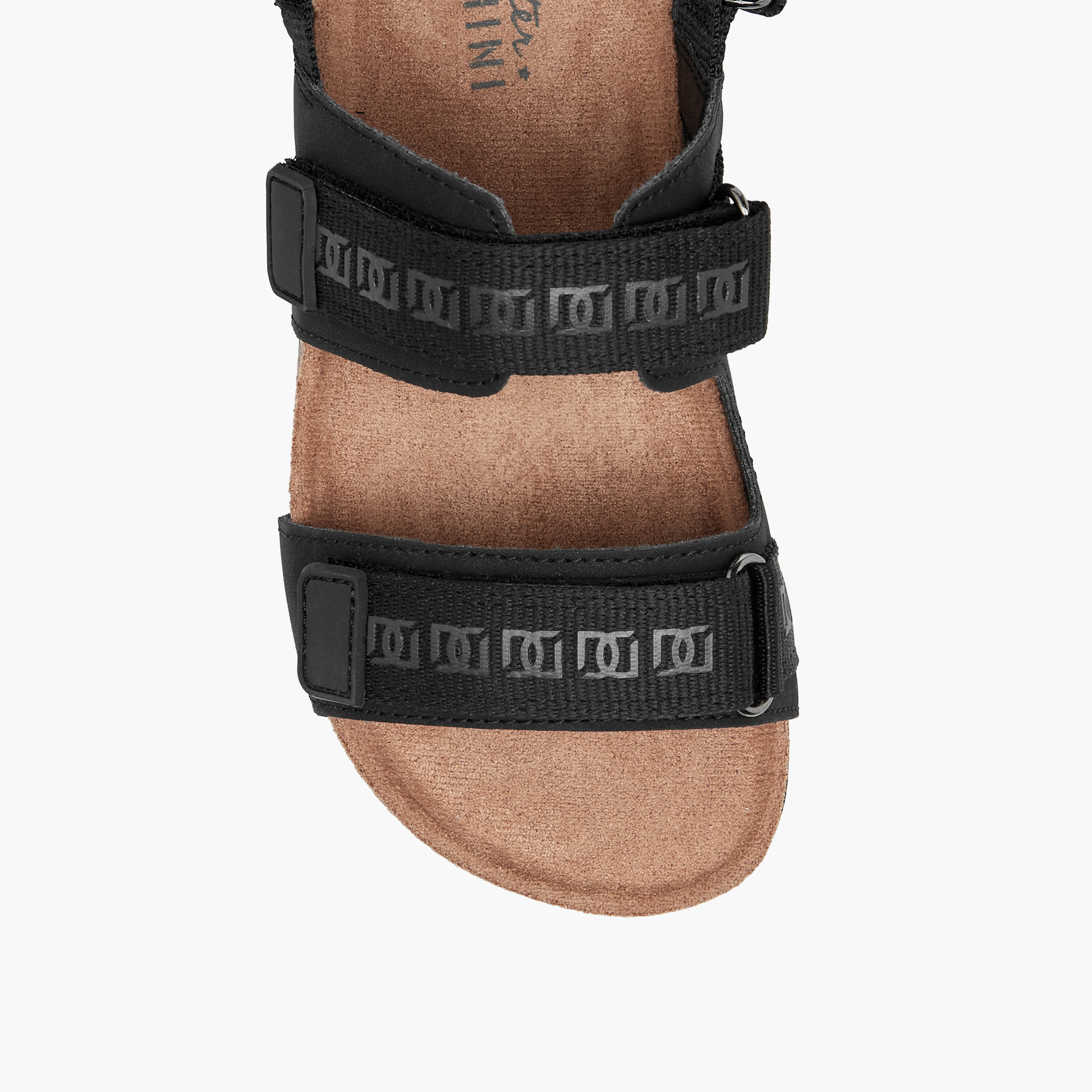 Mister Duchini Monogram Textured Sandals with Hook and Loop Closure-boys-shoes-sandals-image-3