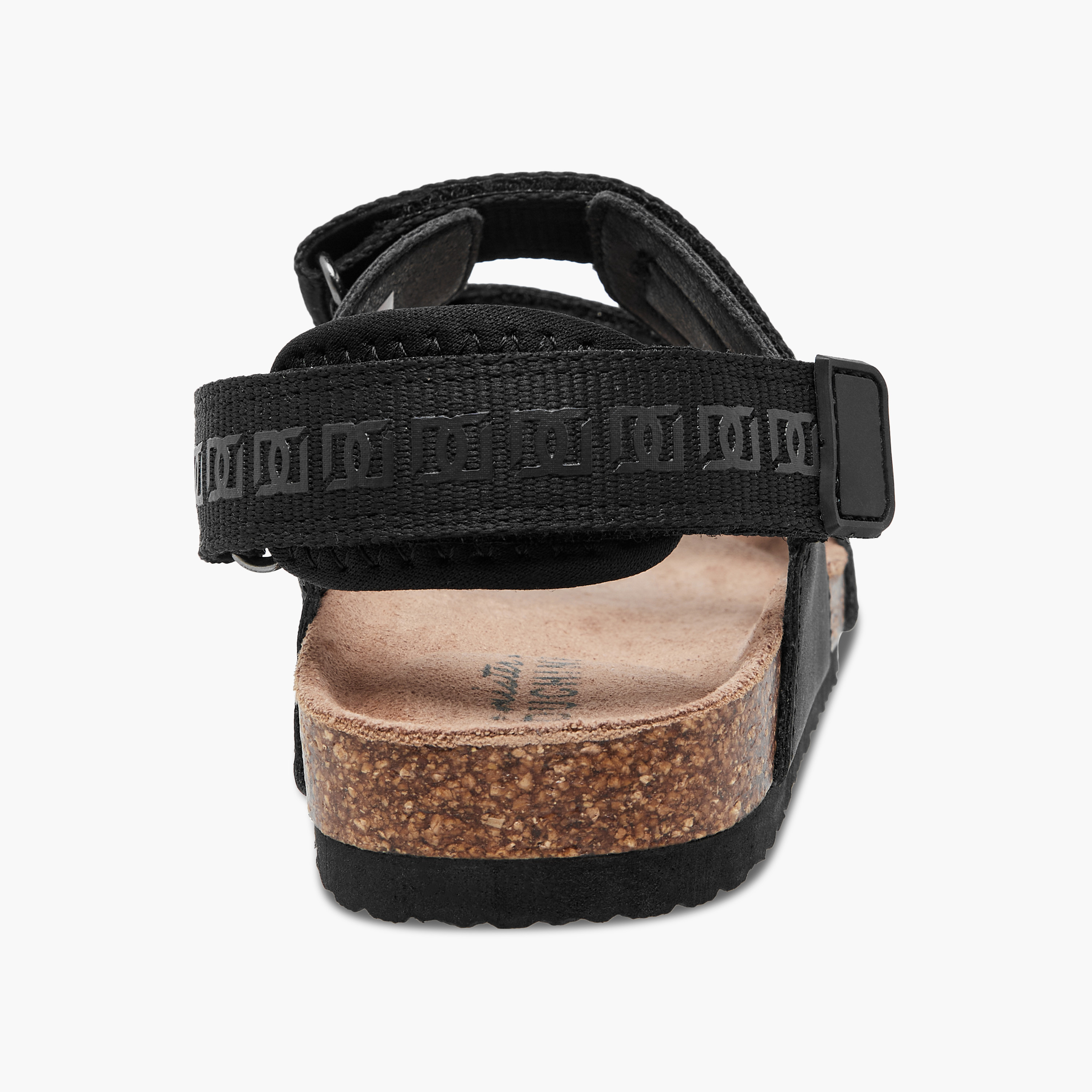 Mister Duchini Monogram Textured Sandals with Hook and Loop Closure-boys-shoes-sandals-image-4
