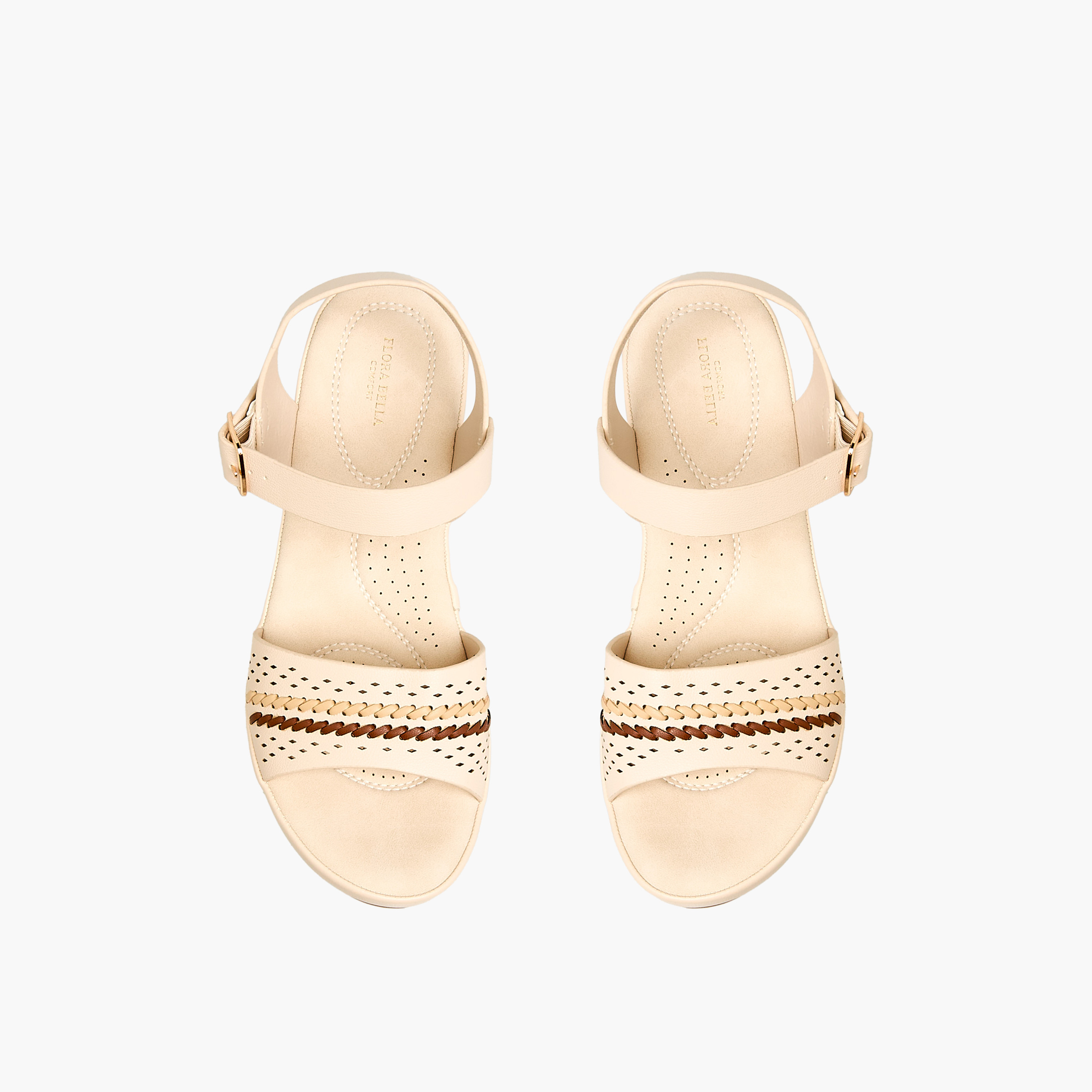 صندل بكعب ويدج وزخارف مفرغة للنساء من فلورا بيلا-women-shoes-sandals-heeled-image-1