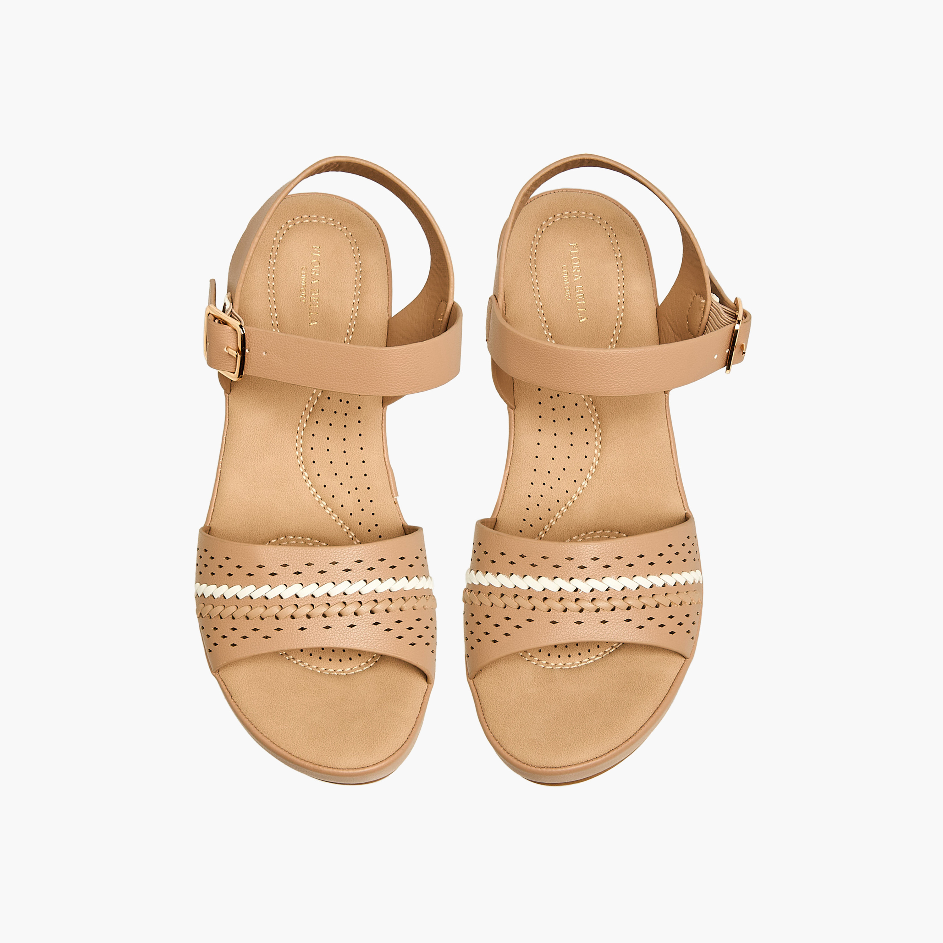 صندل بكعب ويدج وزخارف مفرغة للنساء من فلورا بيلا-women-shoes-sandals-heeled-image-4