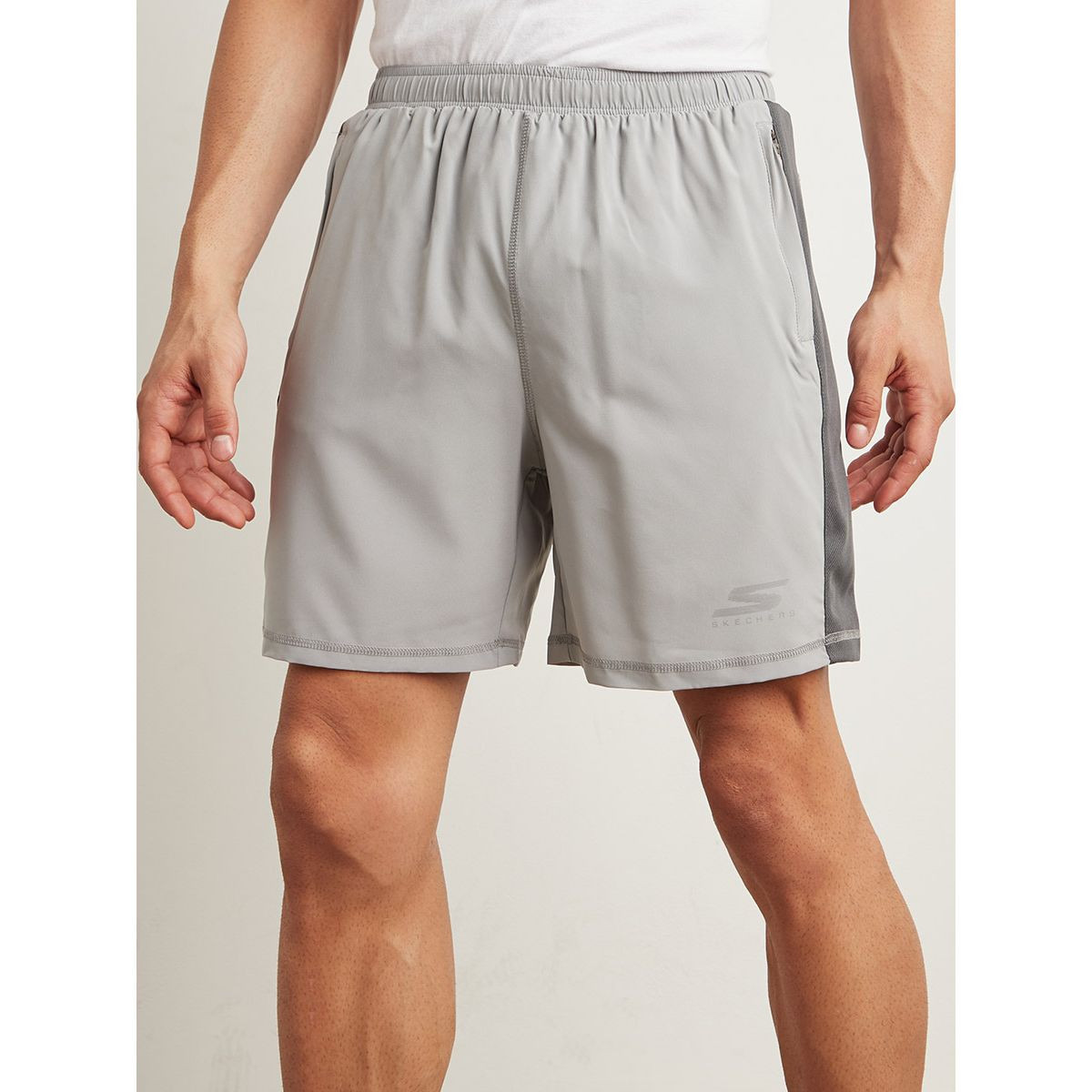 Skechers Contrast Panel Zip Pocket Detail Shorts with Inner Mesh Brief-sports-men-clothing-bottoms-image-1