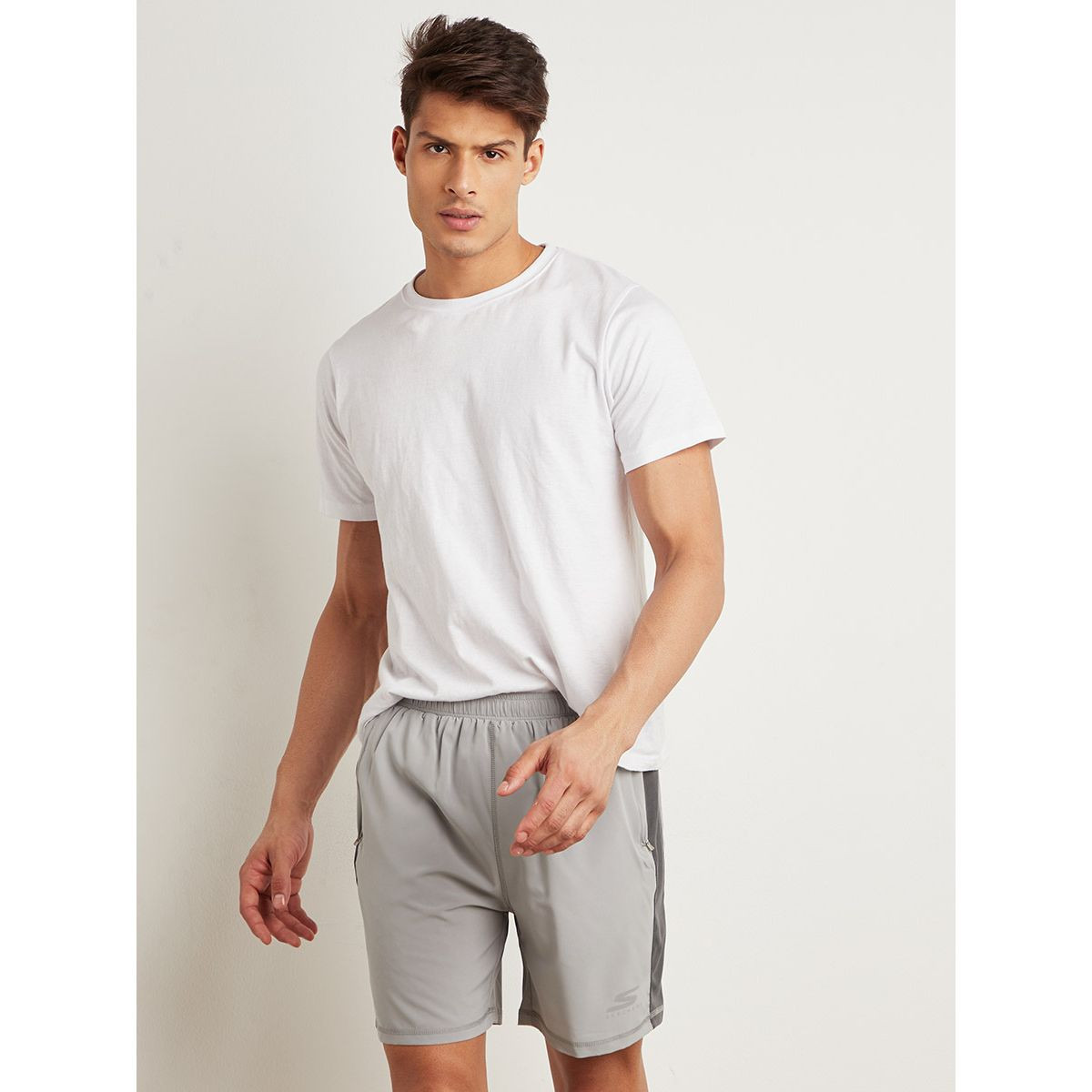 Skechers Contrast Panel Zip Pocket Detail Shorts with Inner Mesh Brief-sports-men-clothing-bottoms-image-6