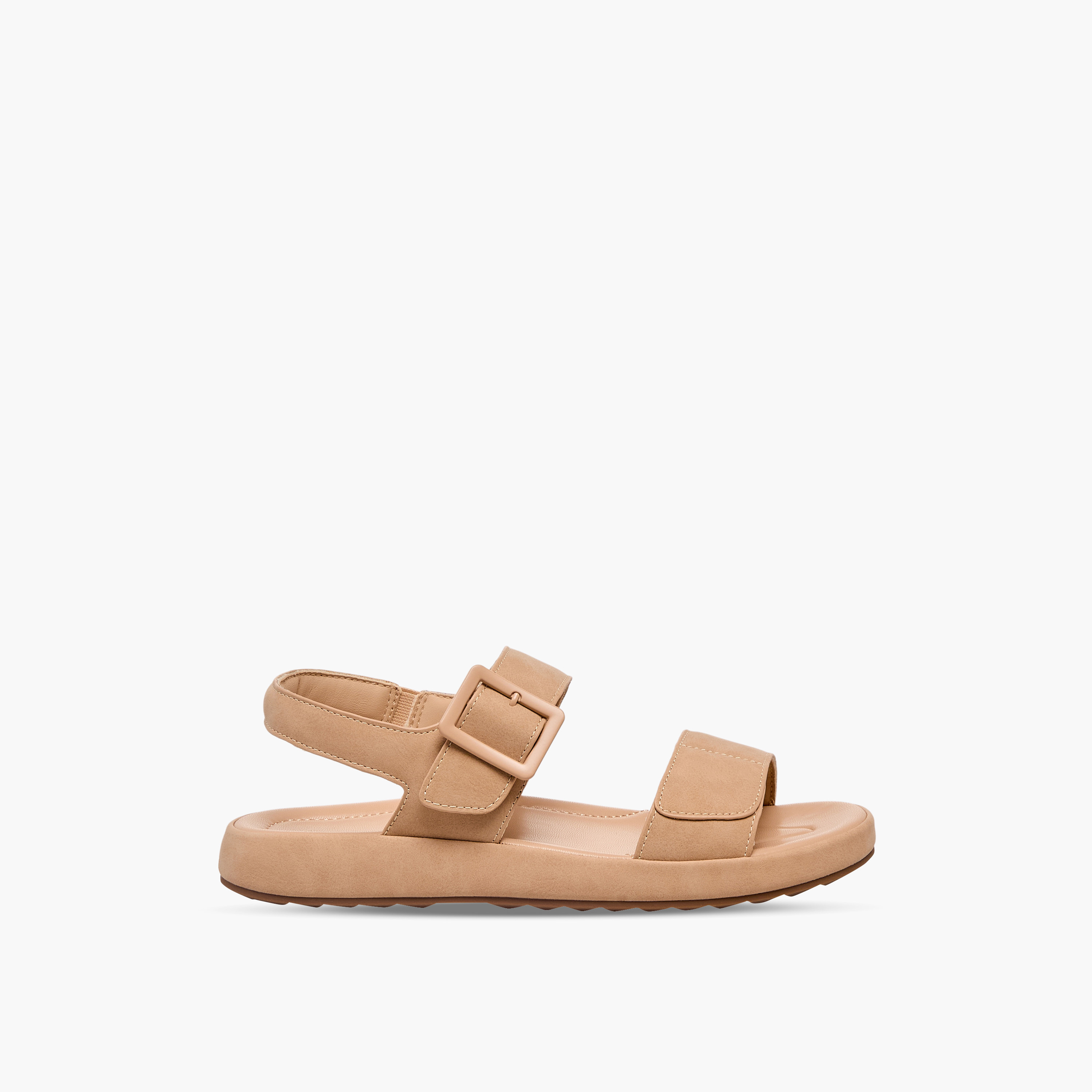 Le Confort Women Suede Buckle Detail Hook & Loop Sandals-women-shoes-sandals-flats-image-3