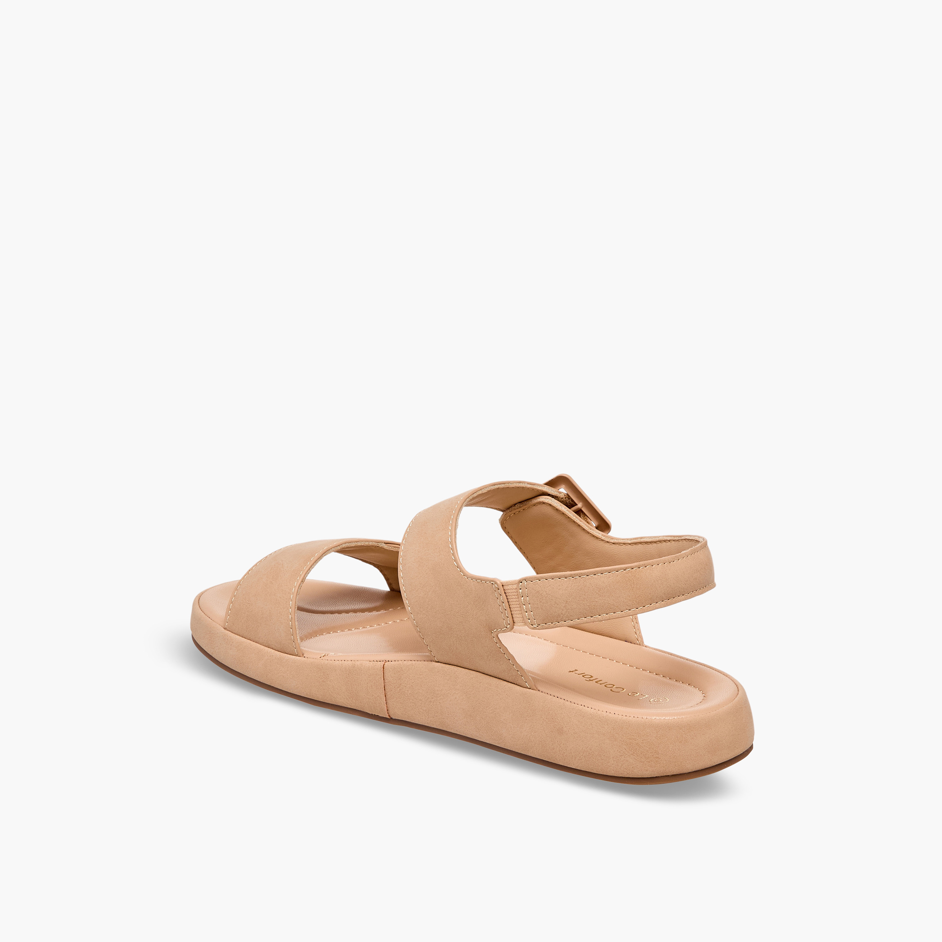 Le Confort Women Suede Buckle Detail Hook & Loop Sandals-women-shoes-sandals-flats-image-5