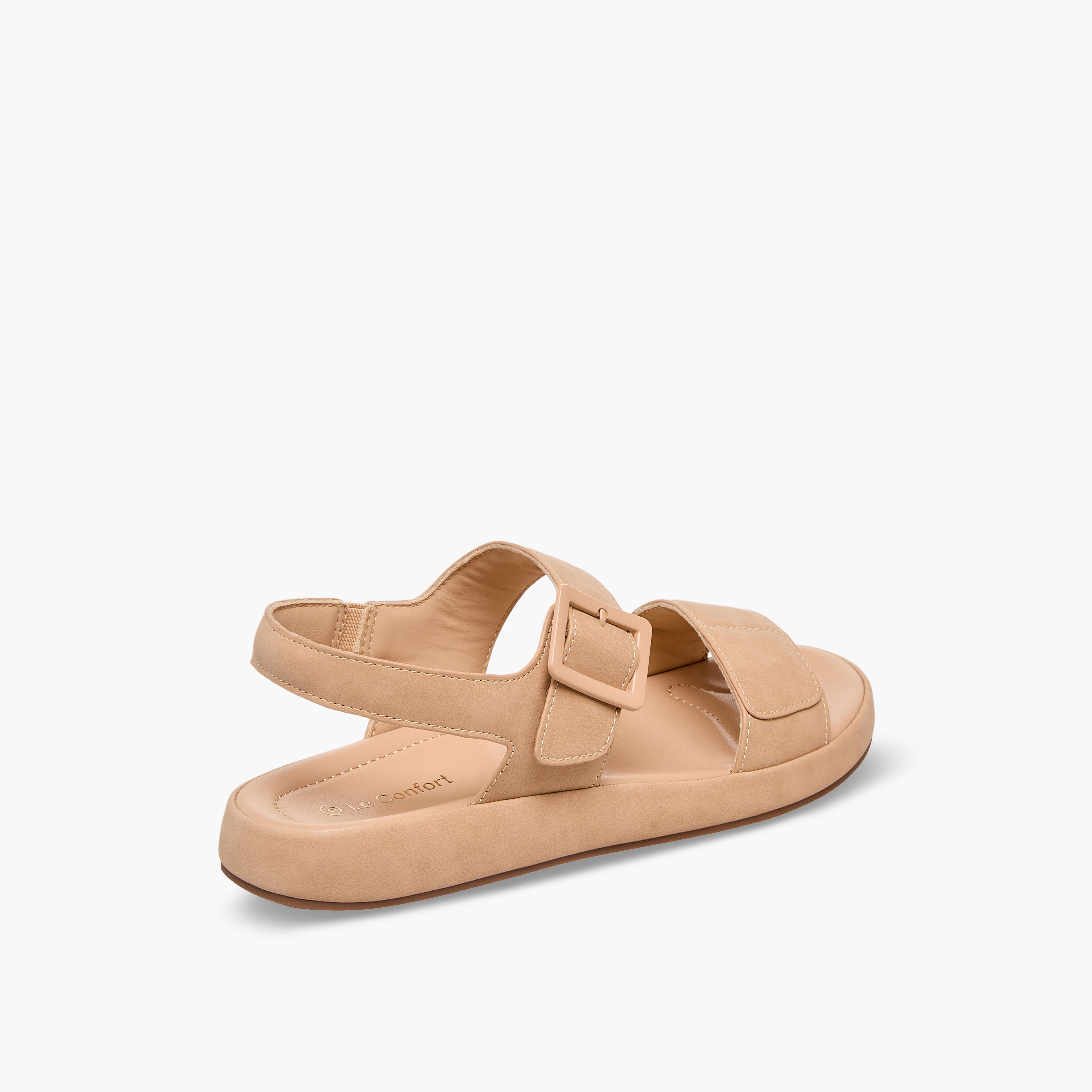 Le Confort Women Suede Buckle Detail Hook & Loop Sandals-women-shoes-sandals-flats-image-6