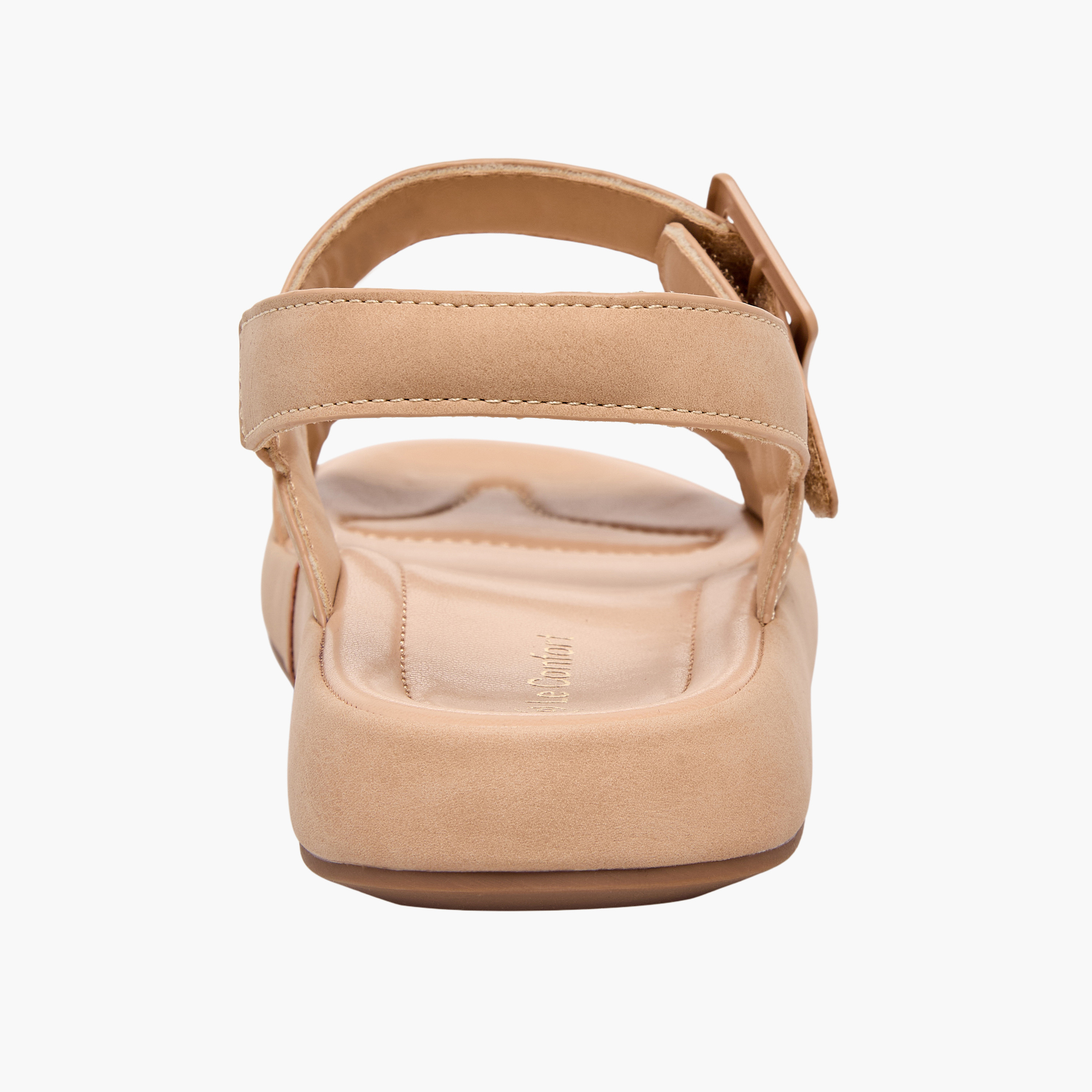 Le Confort Women Suede Buckle Detail Hook & Loop Sandals-women-shoes-sandals-flats-image-8