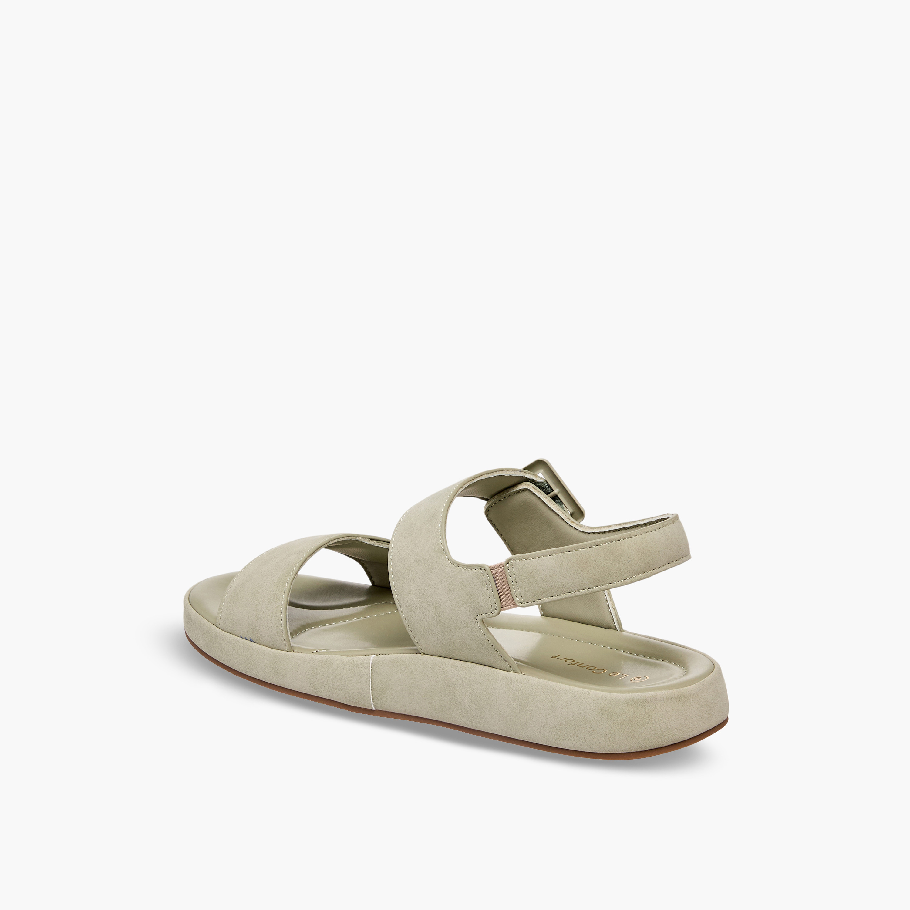 Le Confort Women Suede Buckle Detail Hook & Loop Sandals-women-shoes-sandals-flats-image-5