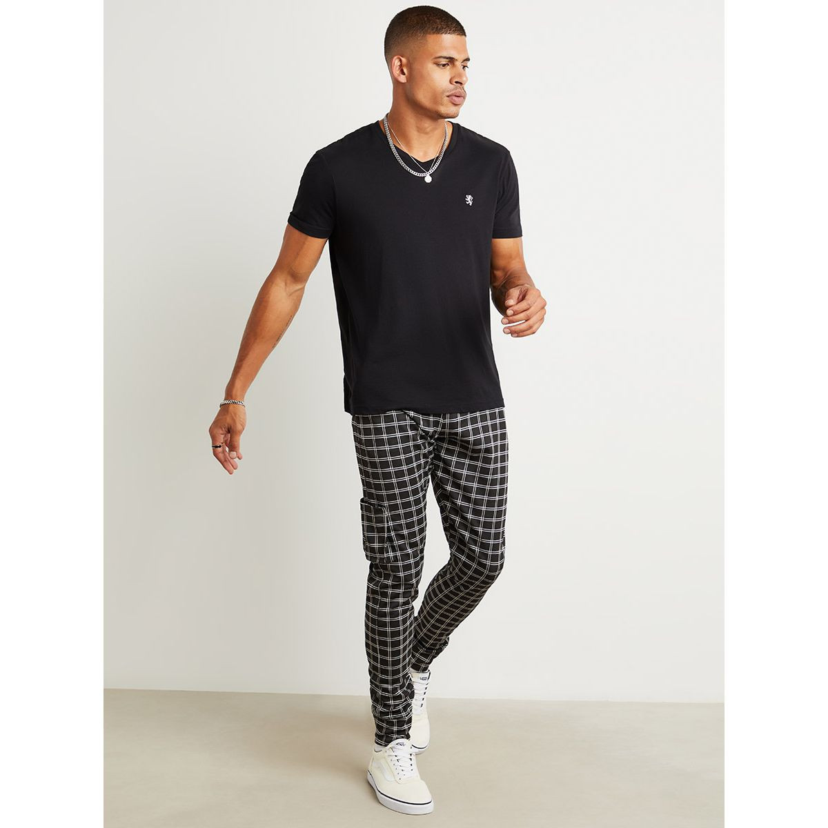 Styli Grid Check Print Jogger with Side Pocket-men-clothing-bottoms-joggers-image-2