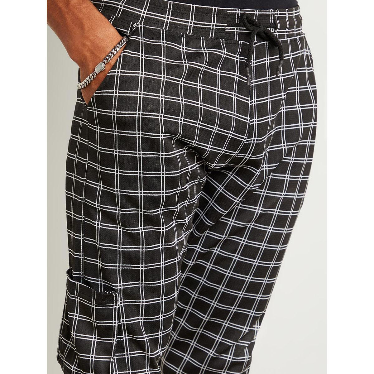Styli Grid Check Print Jogger with Side Pocket-men-clothing-bottoms-joggers-image-4